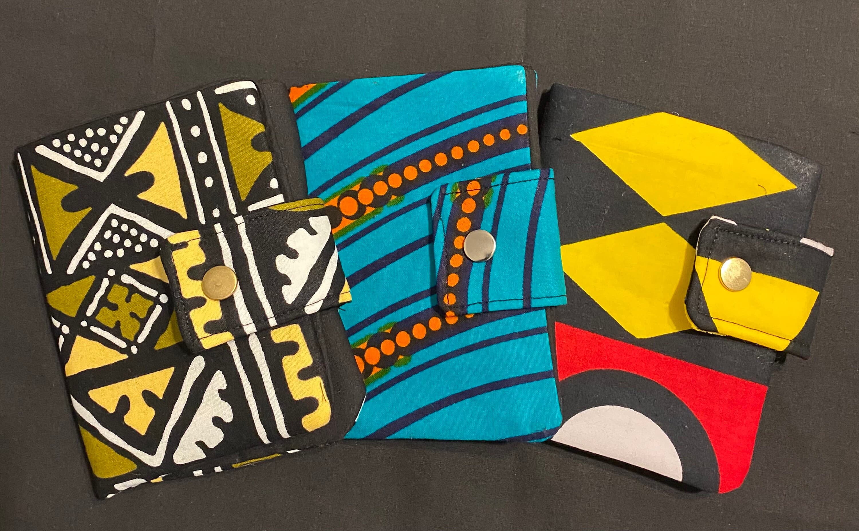 Mudcloth Fabric Passport Cover, Fabric Travel Wallet, Card Holder (4" x 5 1/4")