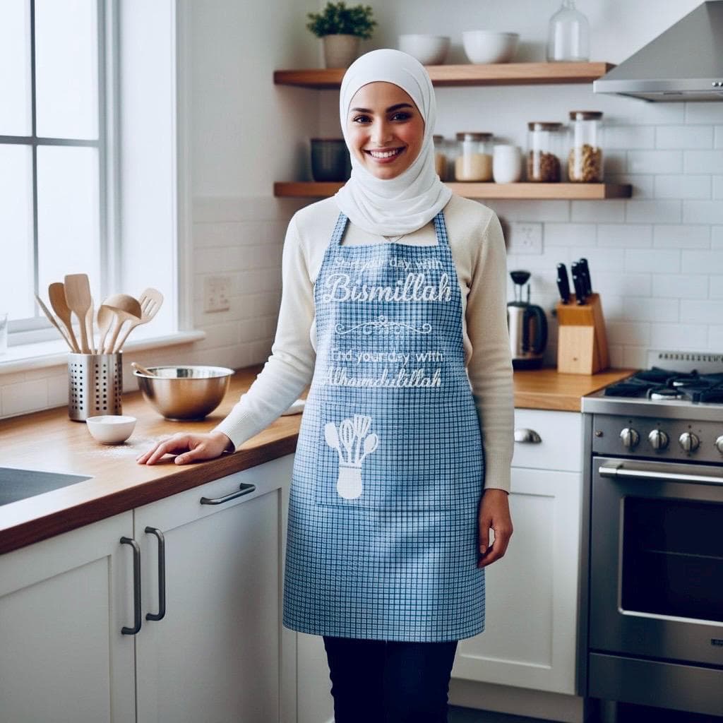 Cooking Apron-Bismillah Apron-Muslim Kitchen Apron-Handmade Gift for Her-Handmade Cooking Apron - image 3