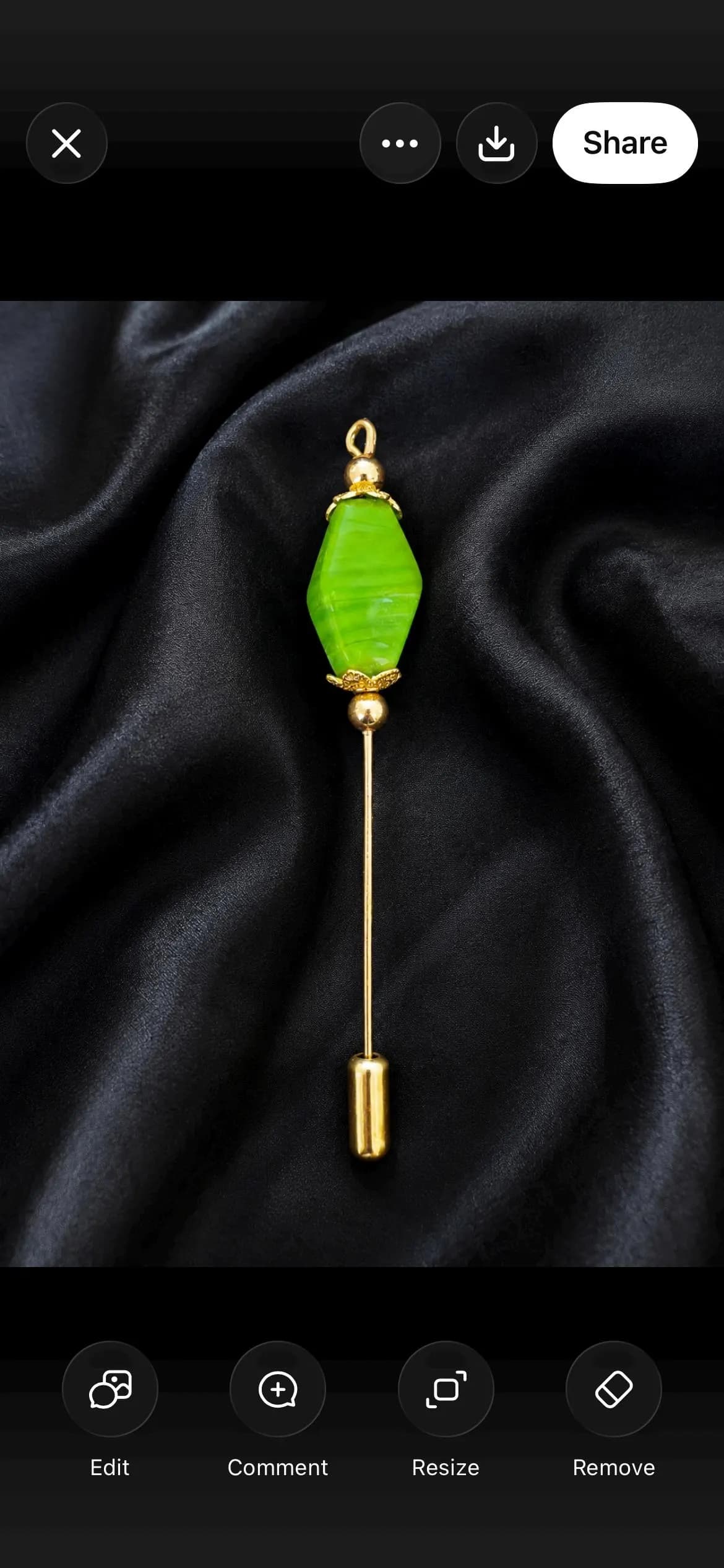 Green Faceted Bead Hijab Pin | Gold Tone Stick Pin | Elegant Handmade Scarf Pin | Muslimah Gift