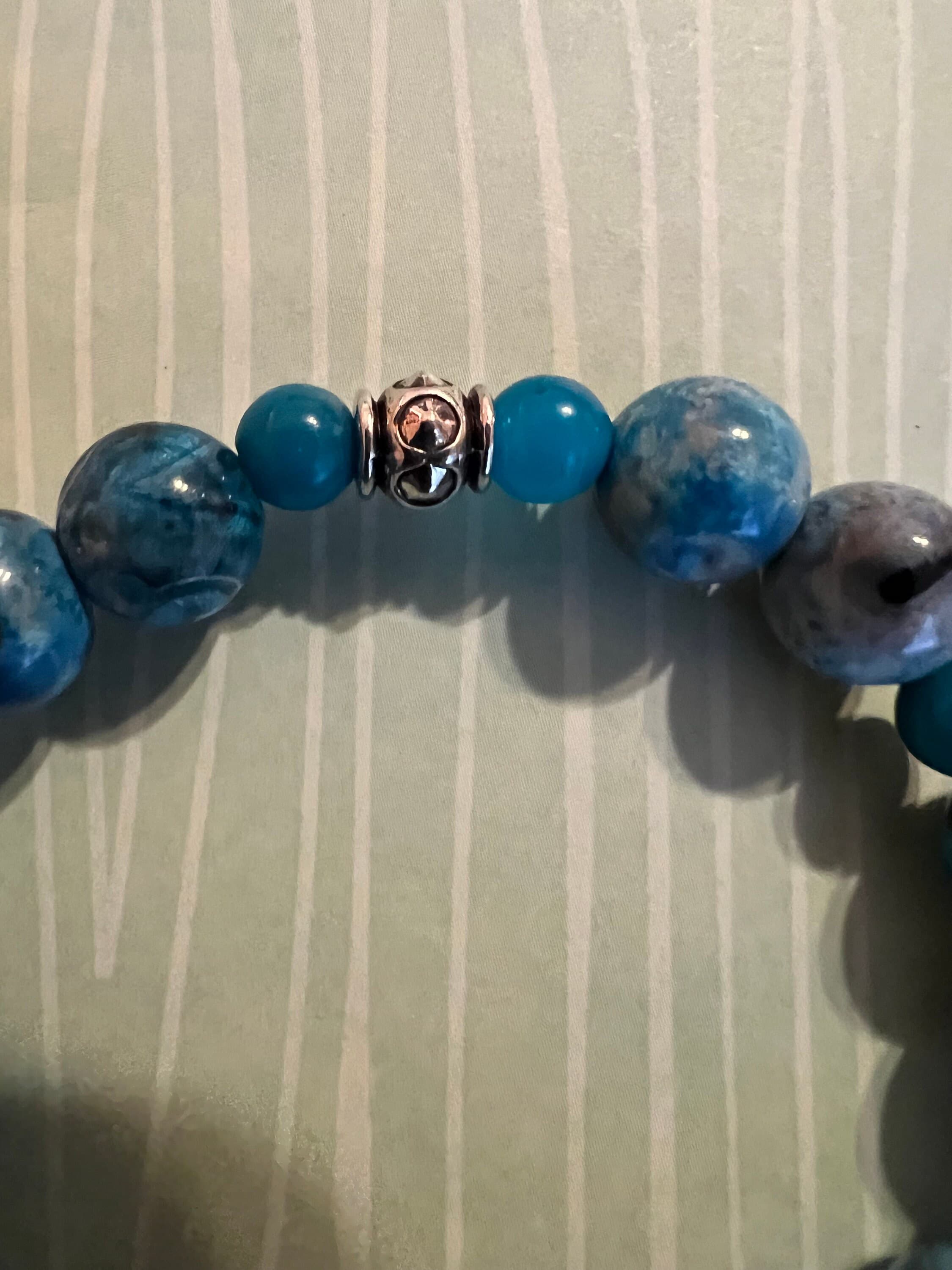 Beaded Bracelet for Men-Natural Agate Stone-Healing Stone Jewelry-Gift for Him- - image 3