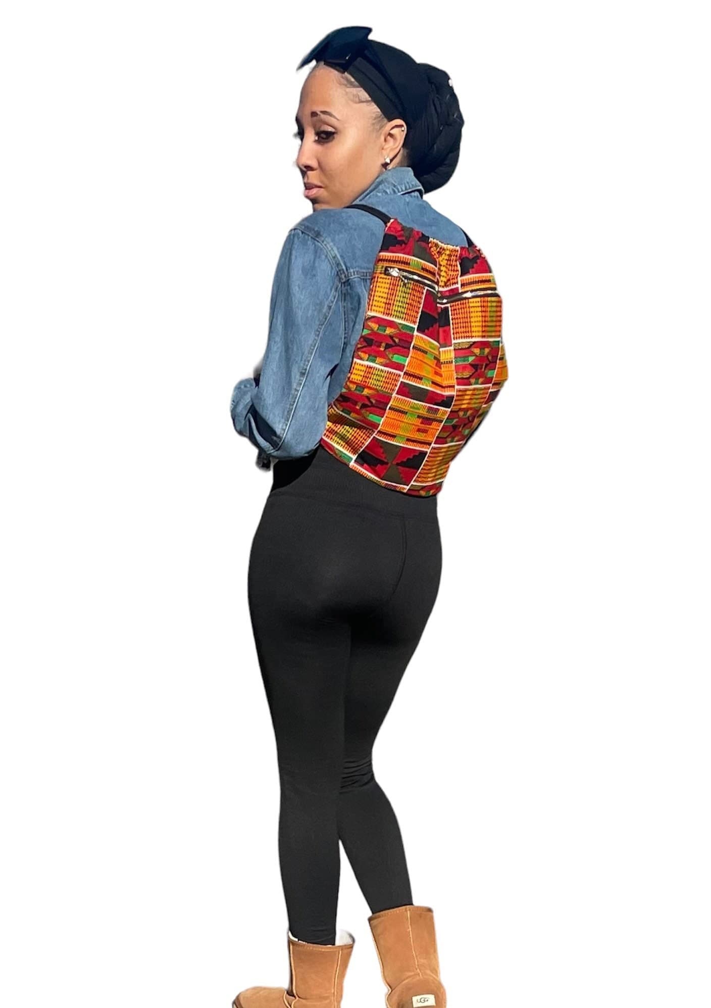 Kente Drawstring Bag-African Print Backpack-Handmade Cinch Bag-Lightweight Everyday Bag-Gift for Her/Him-African Kente Drawstring Backpack - image 4