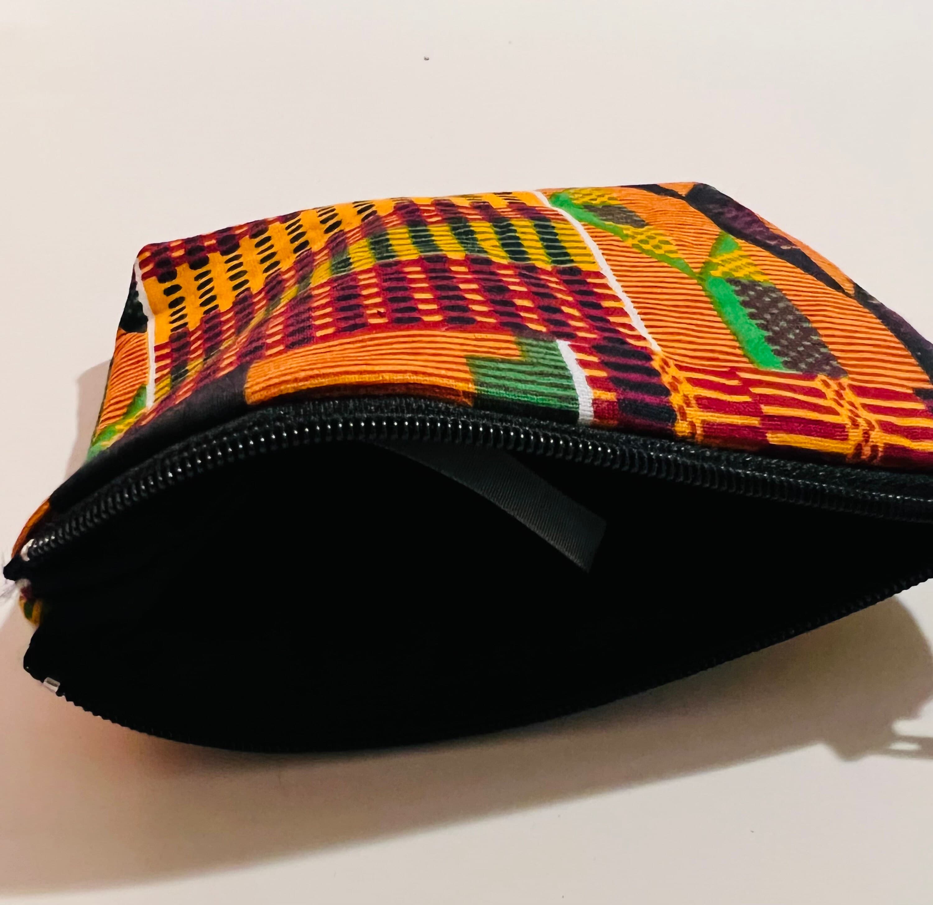 Kente Coin Pouch, African Print Zipper Bag, Women's Accessory (5 1/4” x 4.5”) - image 4