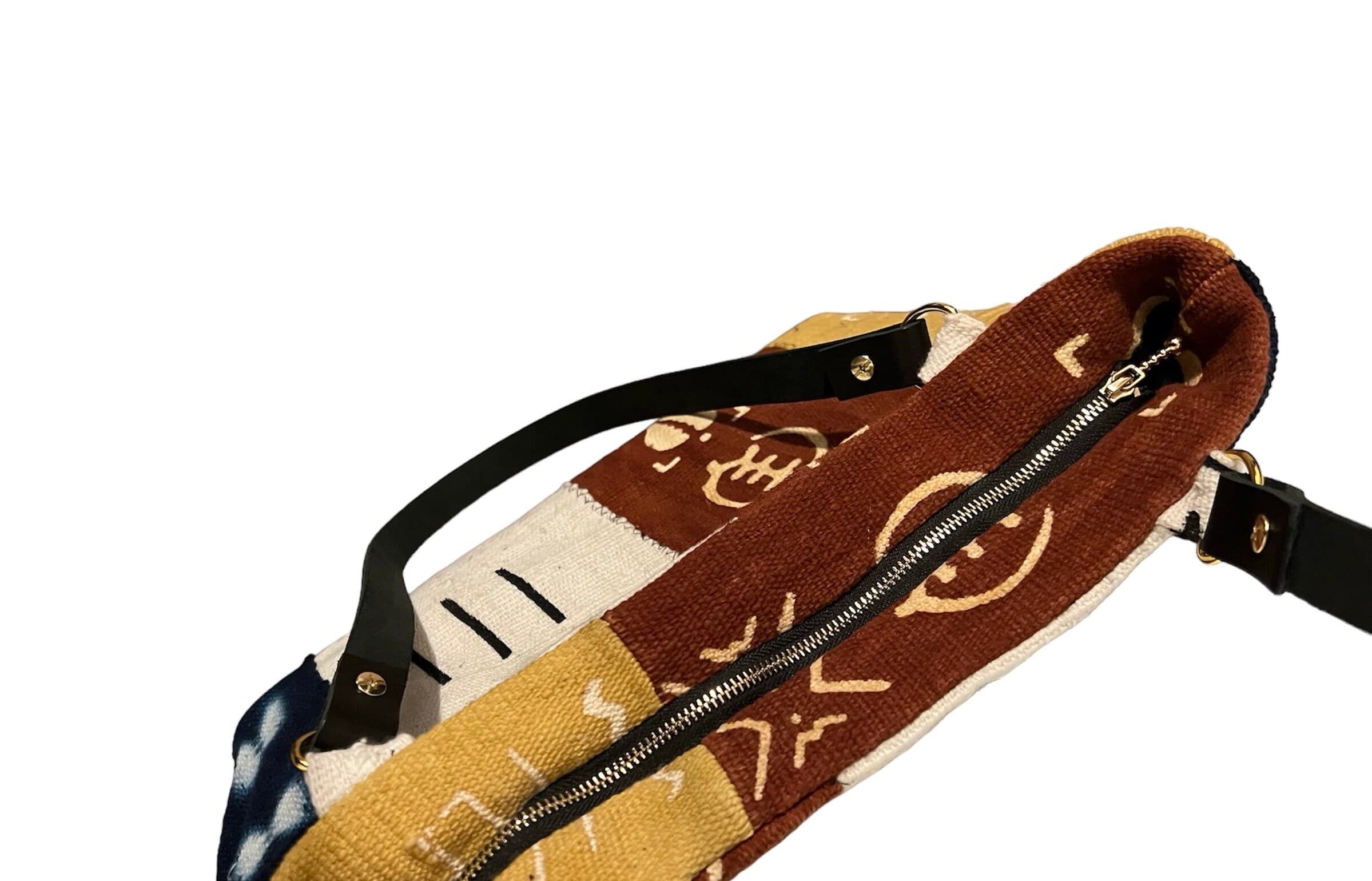 Mudcloth Tote Bag with Leather Straps-African Print Shoulder Bag-Handmade Large Tote-Boho Everyday Bag-Gift for Her - image 4