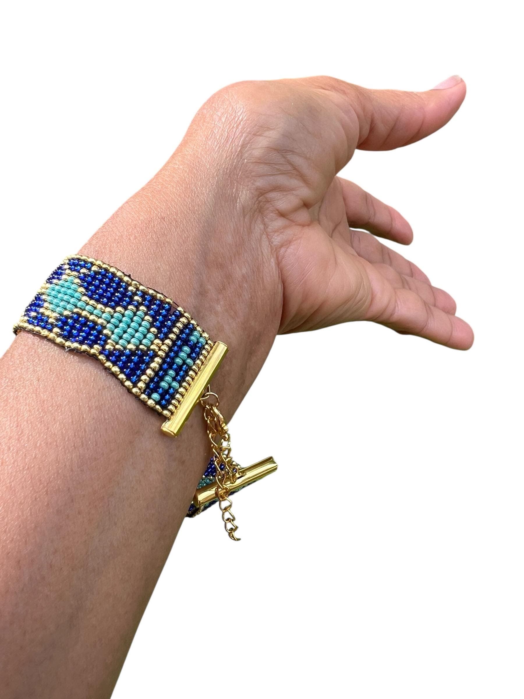 Women's Beaded Bracelet-Women's Loom Seed Bracelet-Handwoven Seed Bead Loom Bracelet-Islamic Design Bracelet-Gift for Her - image 4