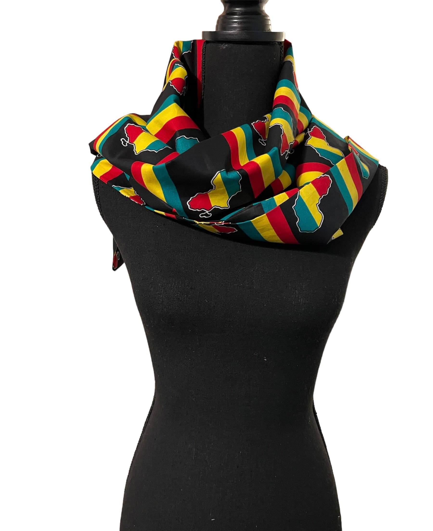 African Print Scarf-Unisex African Print Scarf-Kente Print Scarf-Gift for Him/Her Scarf-Neck Scarf - image 3