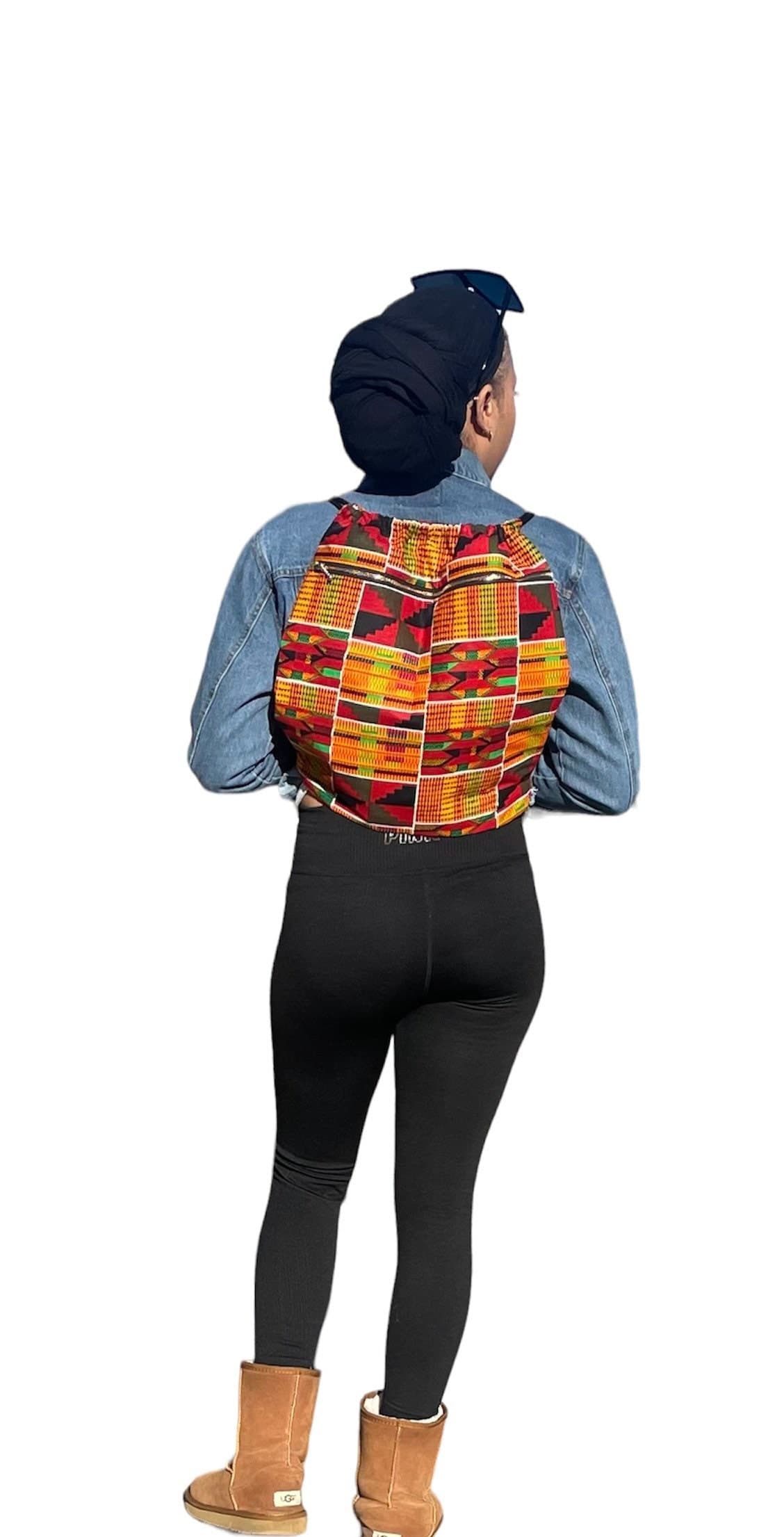 Kente Drawstring Bag-African Print Backpack-Handmade Cinch Bag-Lightweight Everyday Bag-Gift for Her/Him-African Kente Drawstring Backpack - image 5