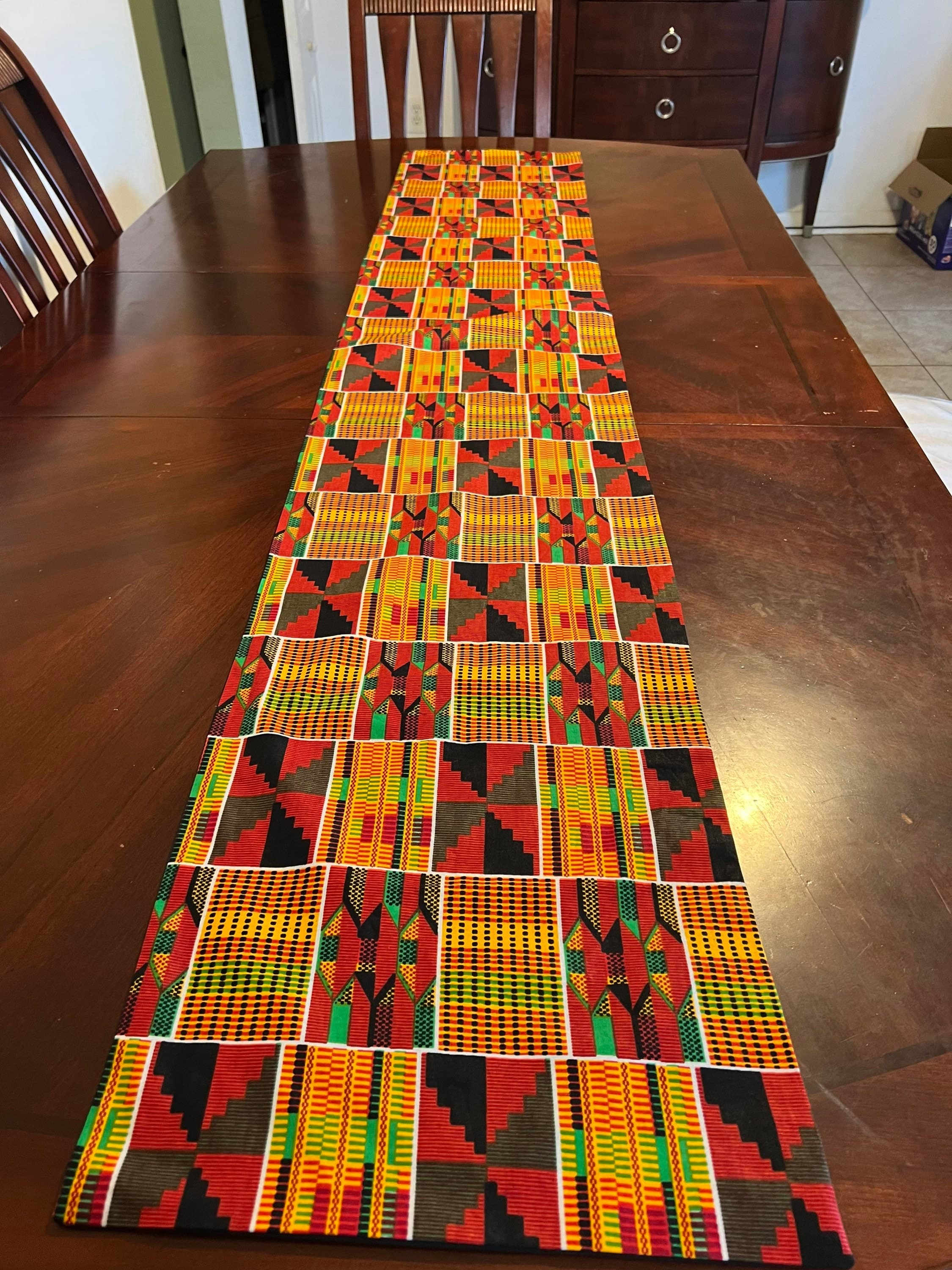Kente Table Runner and Placemat Sets-African Print Table Runner- Kente Placemat Sets-Handmade Table Runner-Handmade Placemats-Home Decor