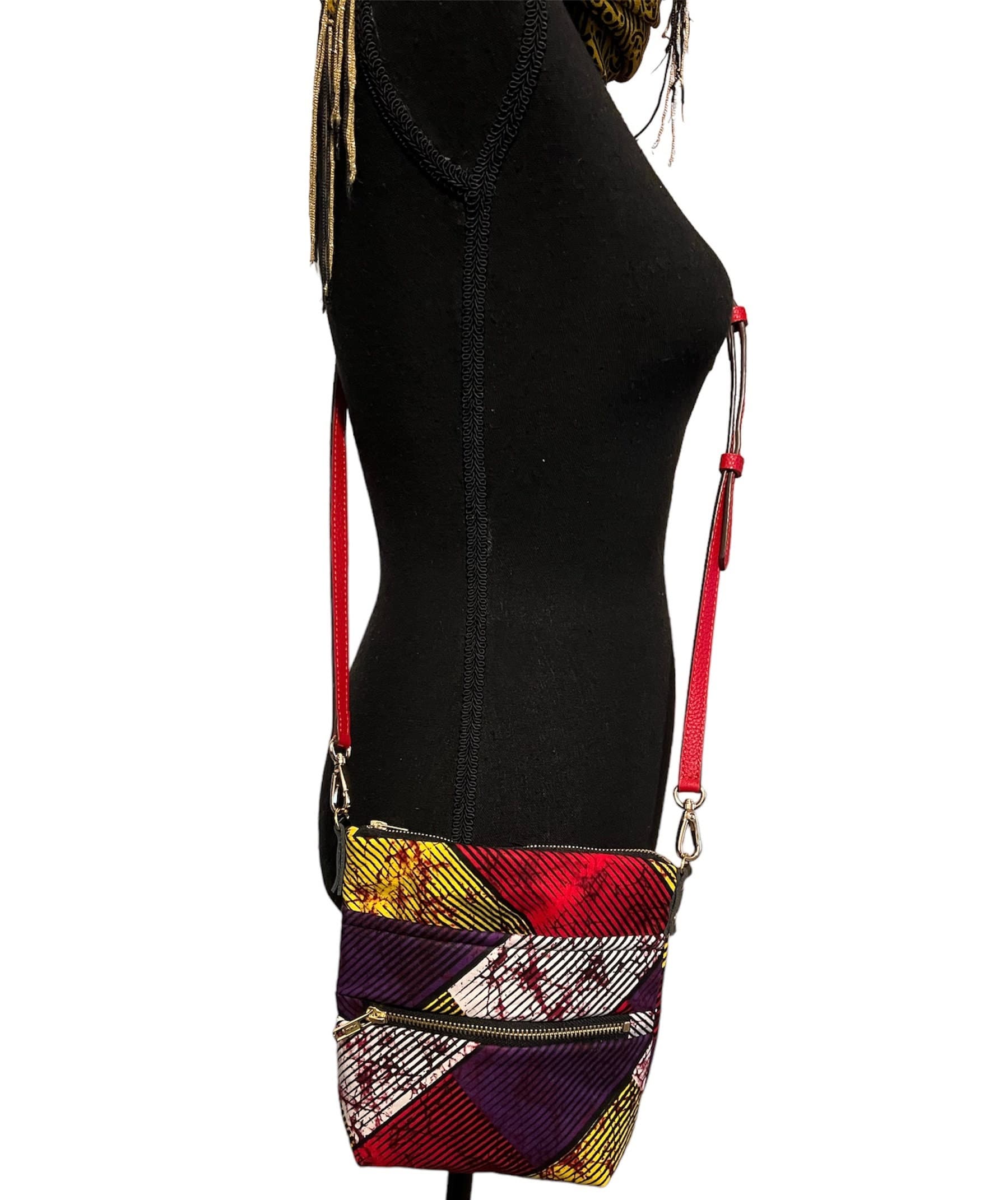 African Print mini Crossbody Bag-Handmade Ankara Print bag-Stylish Small Bag- Unique Gift for Her-Shoulder Bag-Black Owned Gift - image 5