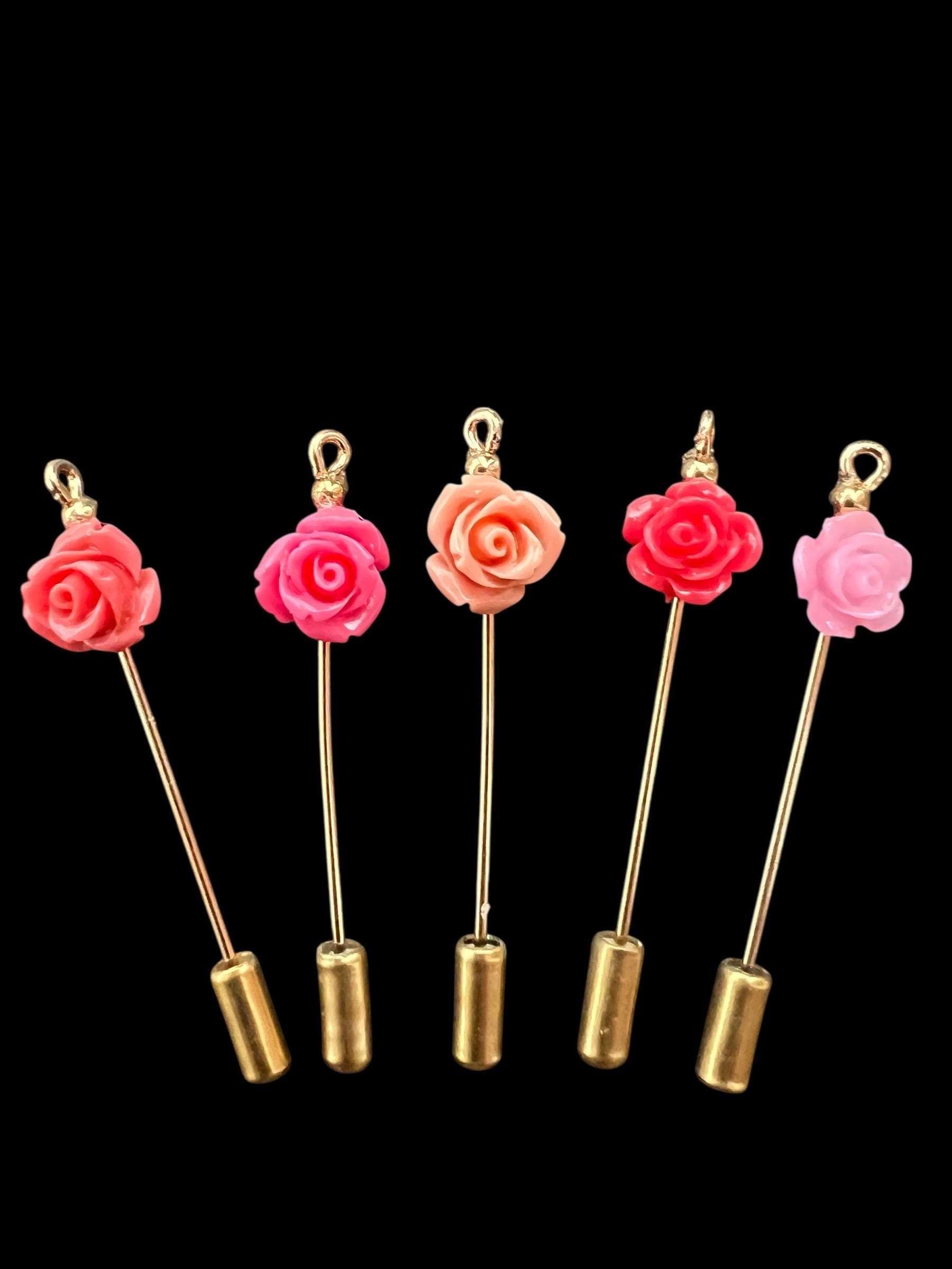 Women's Hijab Pin-Muslim Women Pin- Muslim Women Accessories-Islamic Gift for Her-Handmade Pins-Hijab Decorative Scarf Pins: Rose Collection