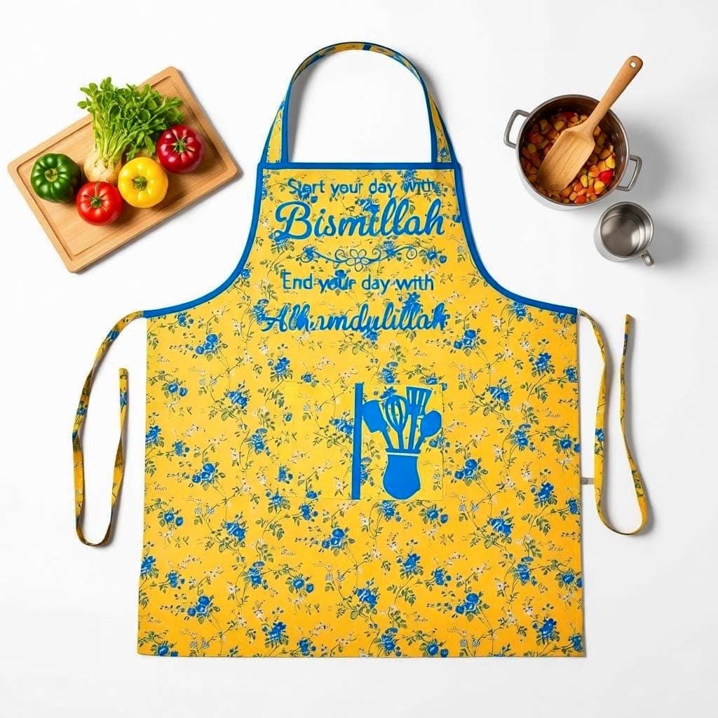 Women's Apron-Bismillah Apron-Muslim Kitchen Apron-Handmade Cooking Apron-Gift for Her-Women's Accessory