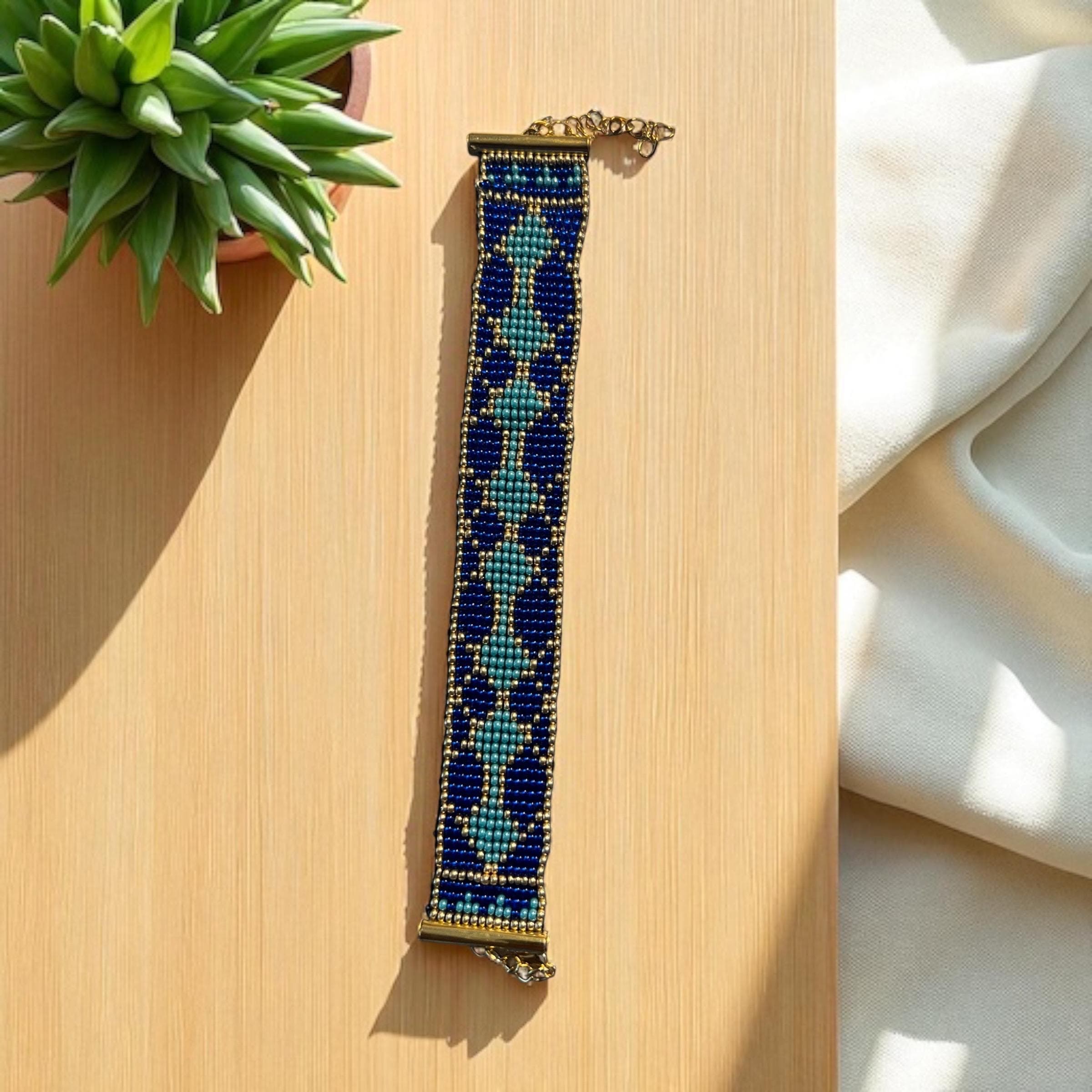 Women's Beaded Bracelet-Women's Loom Seed Bracelet-Handwoven Seed Bead Loom Bracelet-Islamic Design Bracelet-Gift for Her - image 3