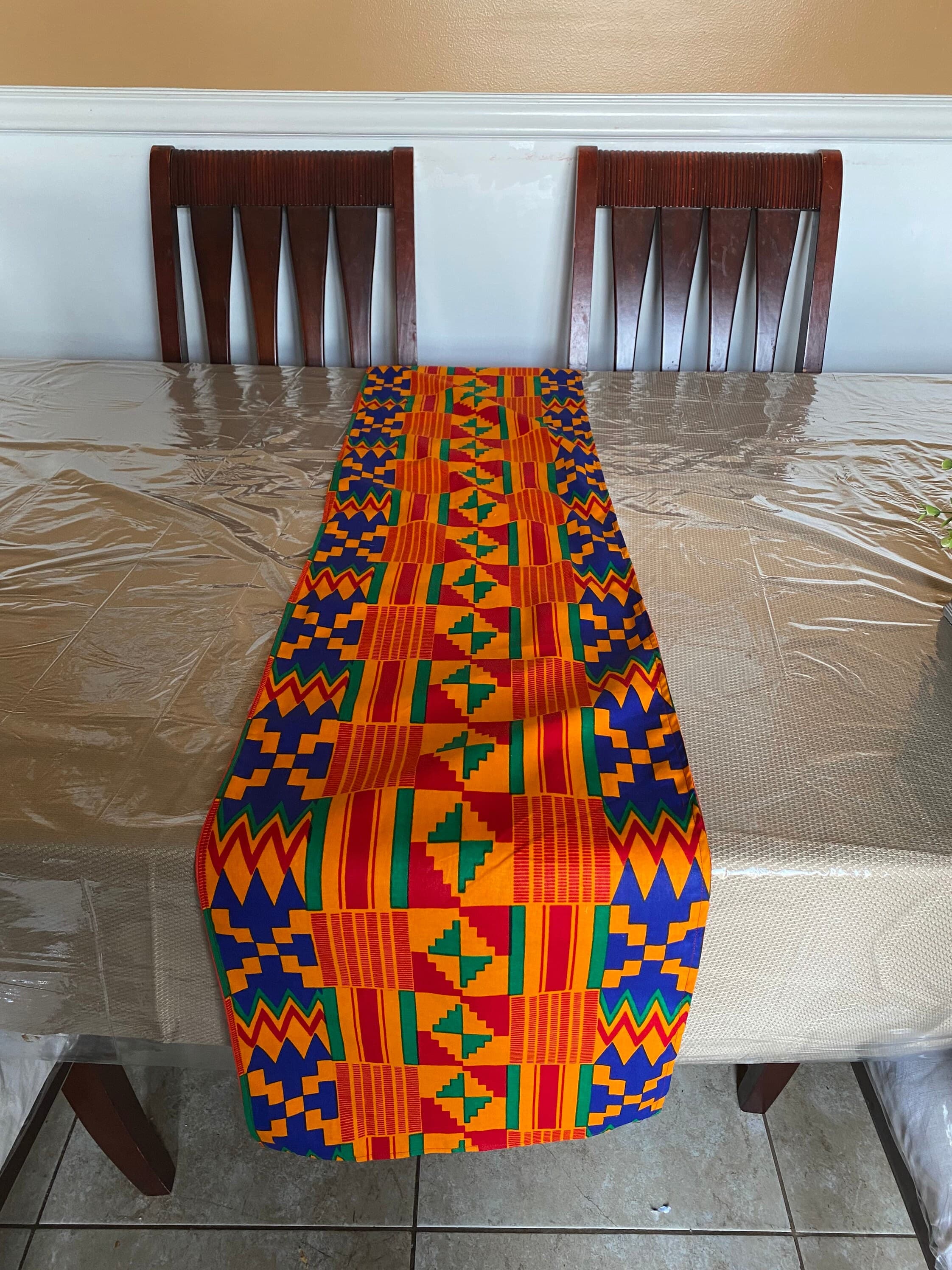 Kente Cloth Table Runner-African Print Table Runner-African Print Table Runner and Placemats-Handmade Table Runner-African Decor- - image 4