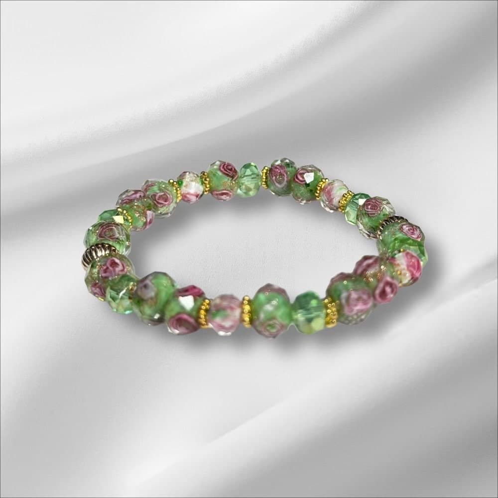 Women's Glass Beaded Bracelet- Women's Stretch Bracelet-Handmade Natural Stone Bracelet-Gift for Her-Handmade Women's Bracelet