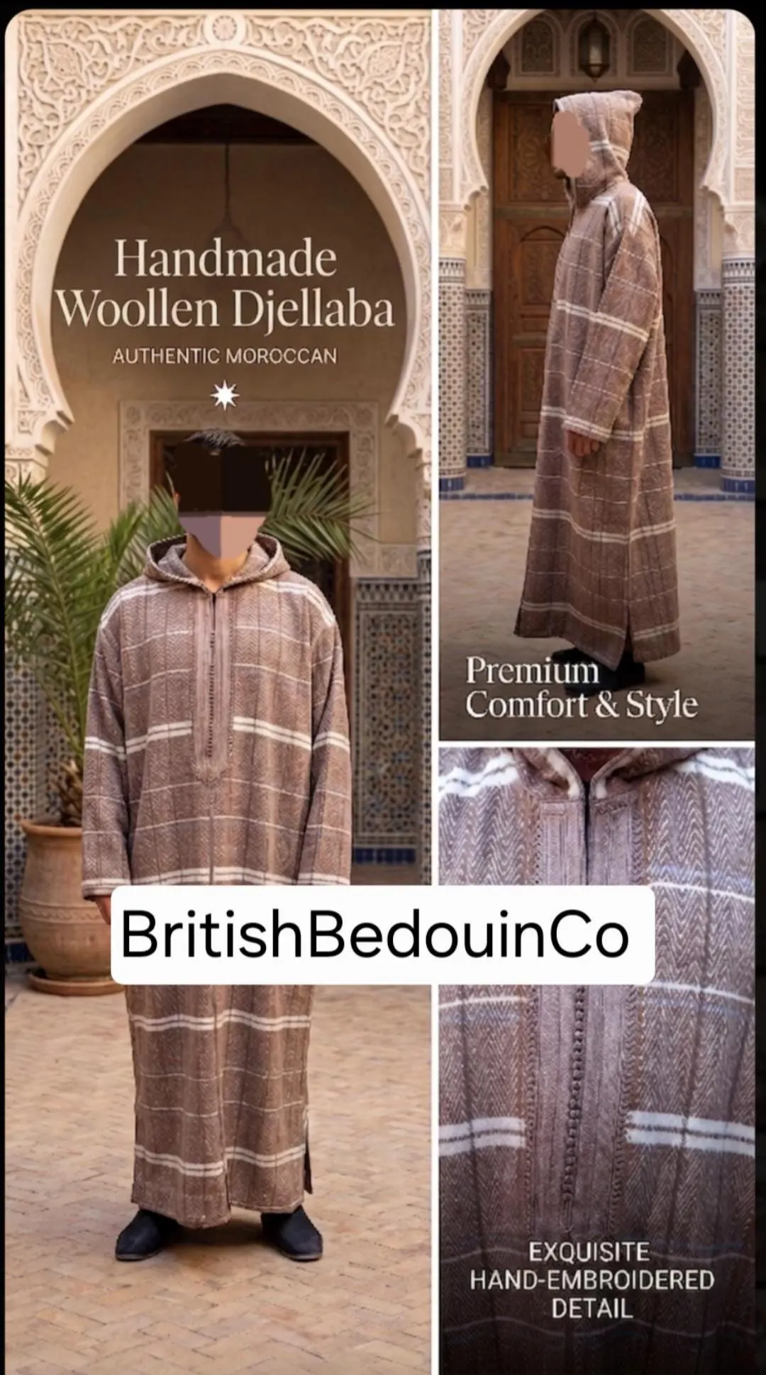 Moroccan Djellaba: Hooded Jubba Kaftan