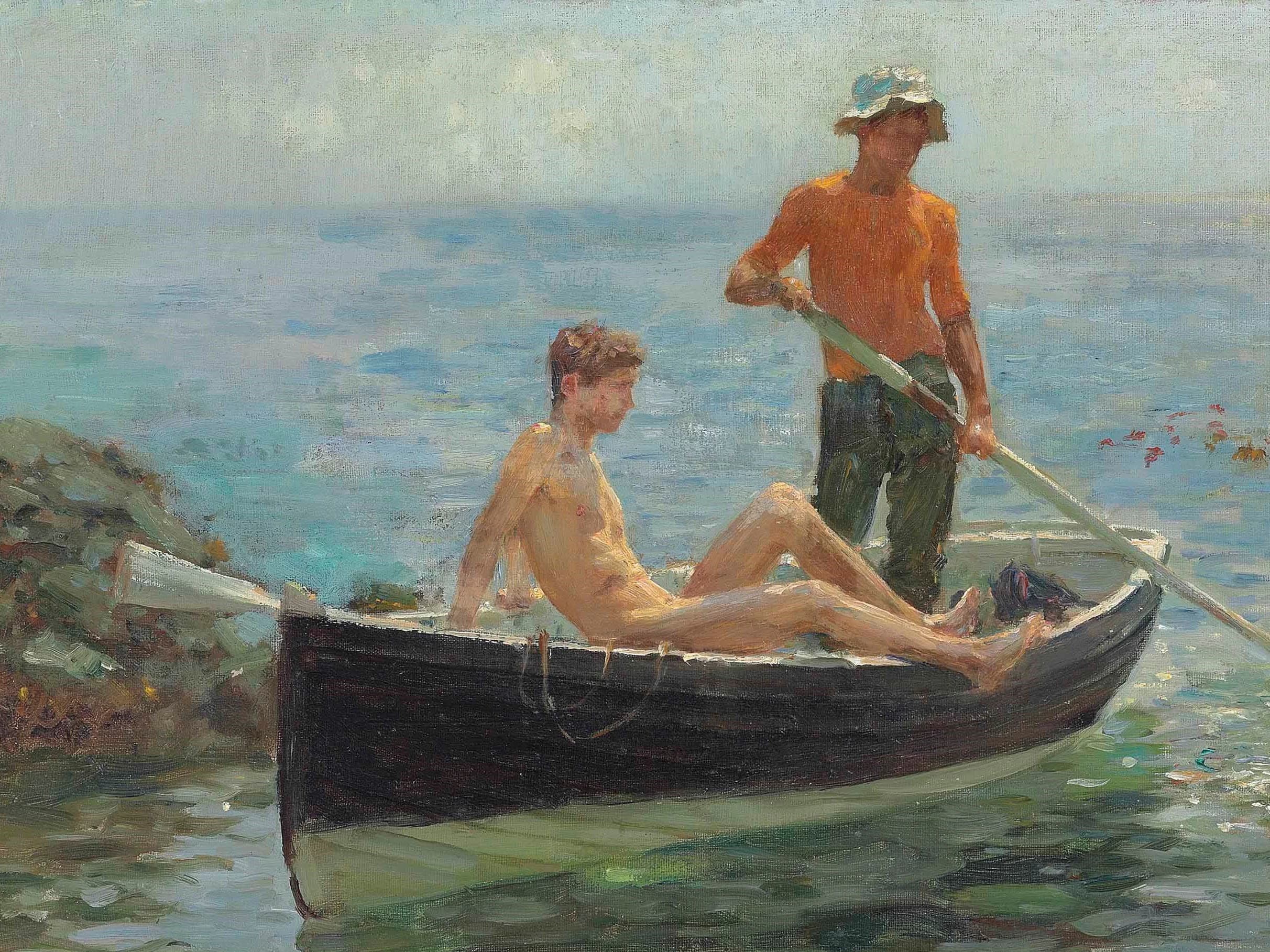 Vintage Men on Boat Painting | Oil Ocean Art Print (Printable) - image 5