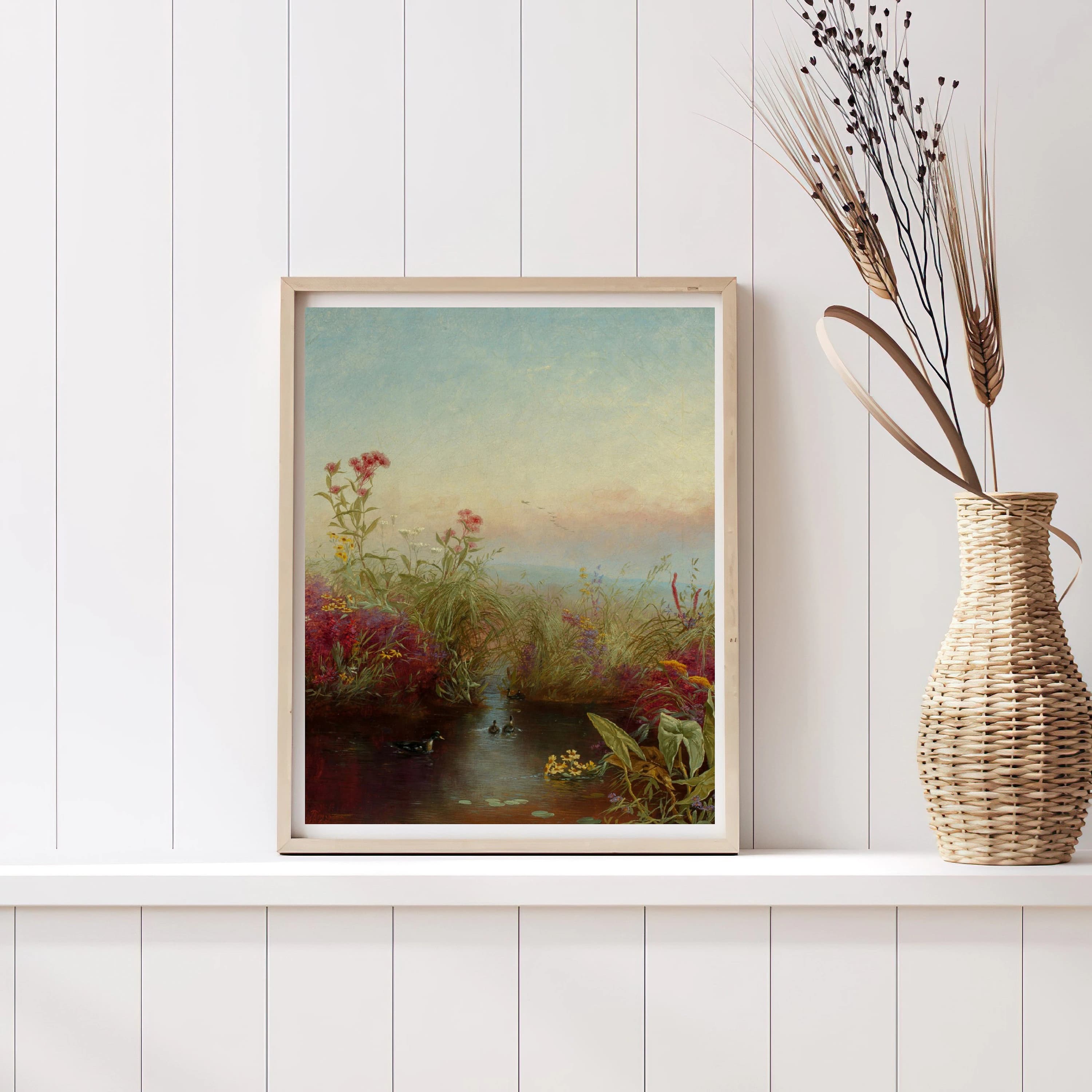 Vintage Swamp Pond Painting | Antique Ducks Nature Plants Artwork | Classic Landscape Poster | 19th Century Art Print | PRINTABLE art - image 4