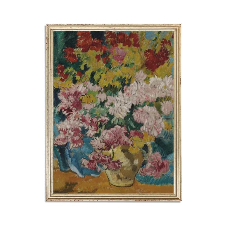 Vintage Flowers Painting | Vintage Oil Vase of Flowers Painting | Colorful Still Life Painting | 19th Century Art Print | PRINTABLE art