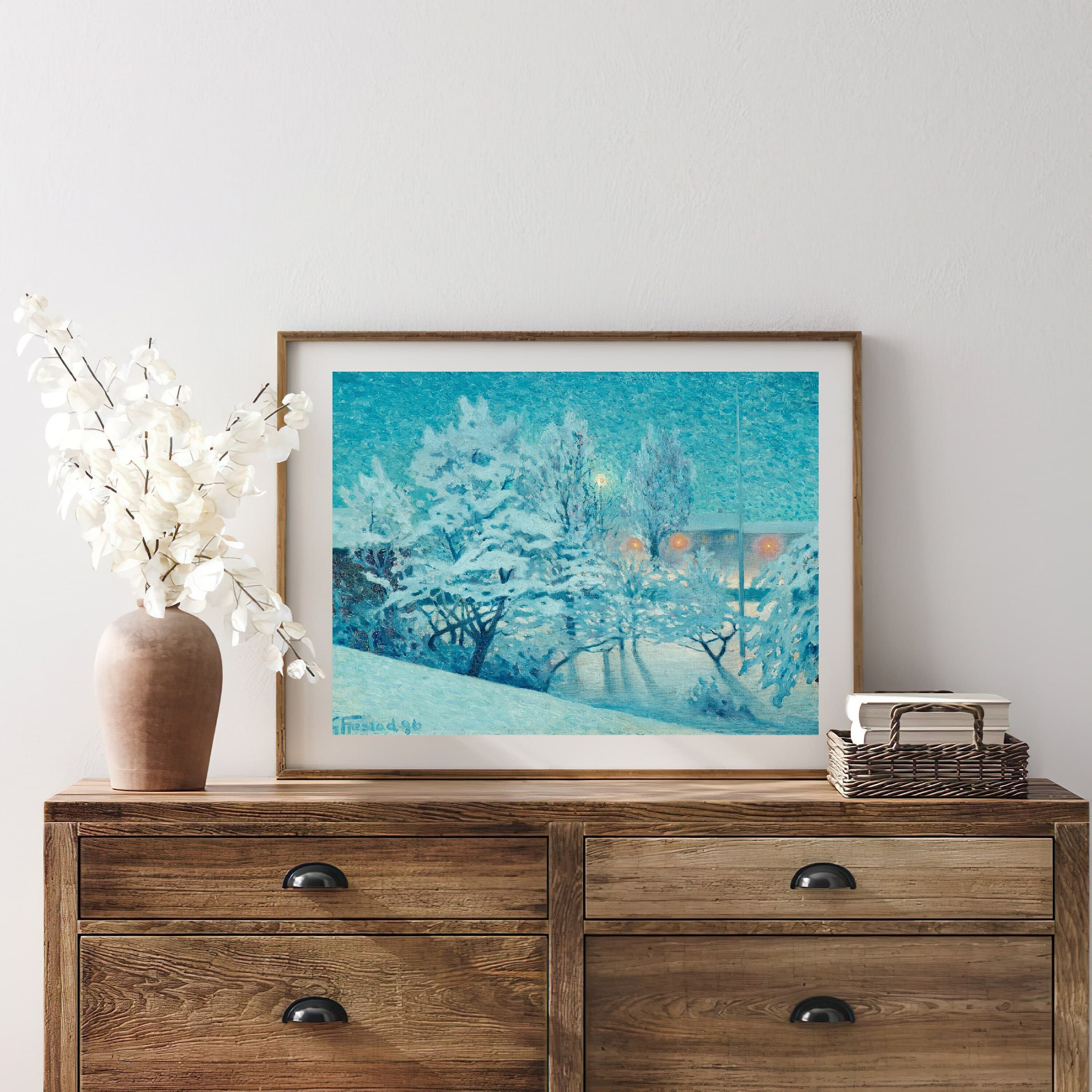 Vintage Winter Snow Painting | Antique Village Town Artwork | Classic Landscape Poster | 19th Century Art Print | PRINTABLE art - image 4