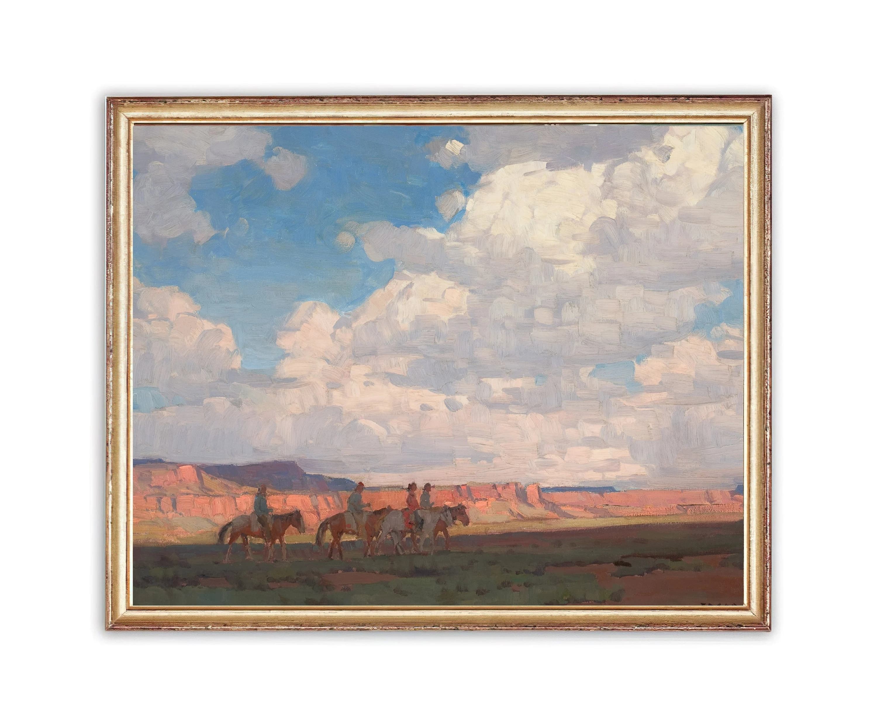 Vintage Western Cowboys Art Print | Antique Horse Riders Artwork | Classic Old West Mountain Poster | 19th Century Art Print | PRINTABLE art