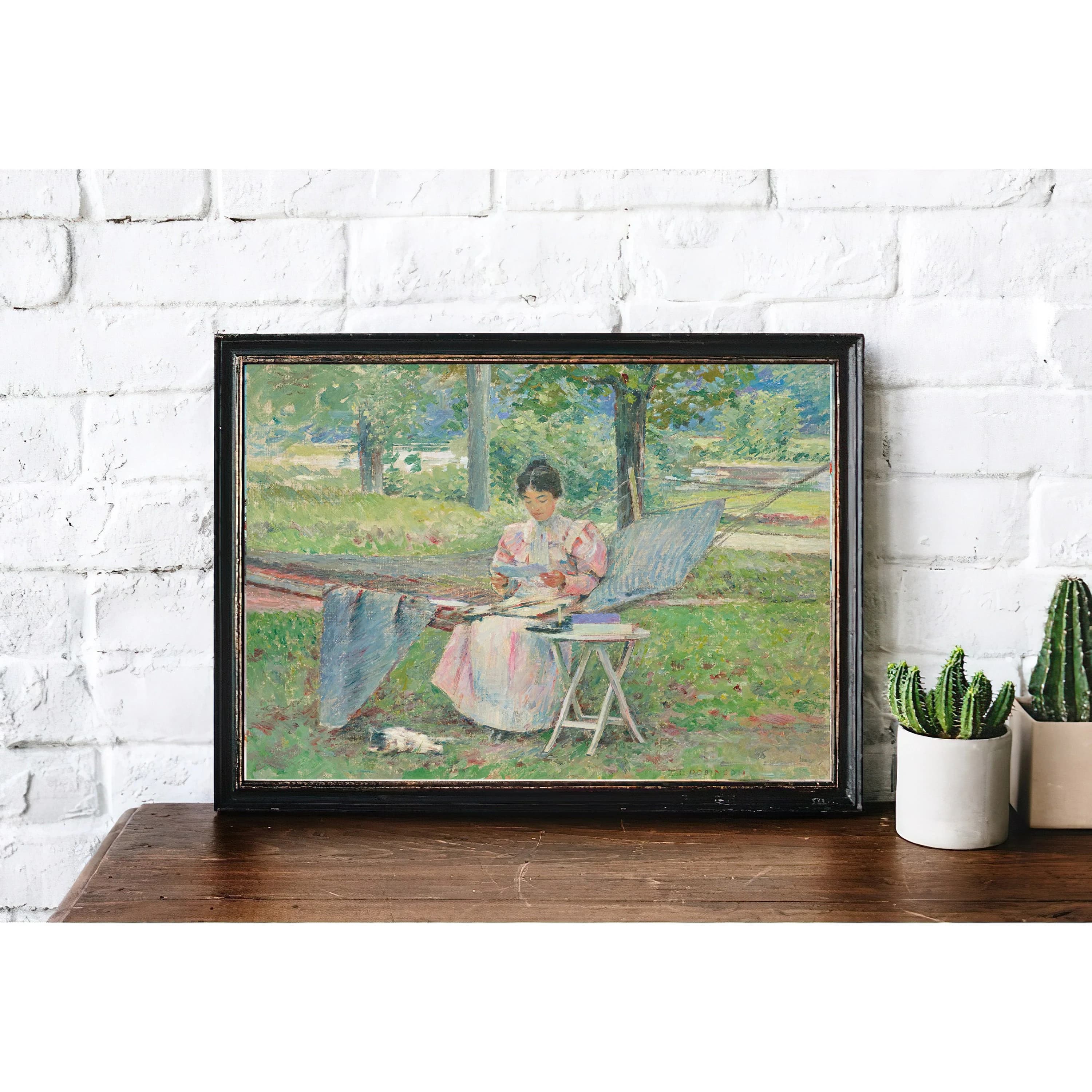Vintage Woman Reading Letter Painting | Antique Female Portrait Artwork | Kitten Garden Poster | 19th Century Art Print | PRINTABLE art - image 4