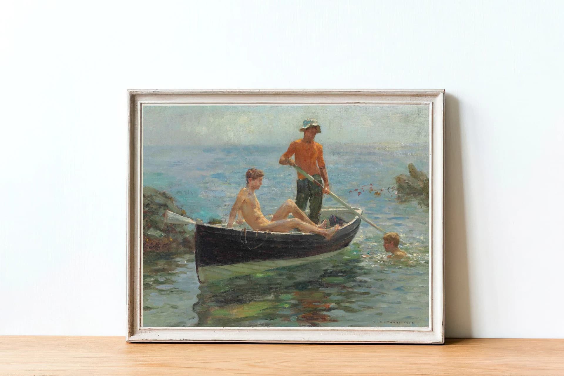 Vintage Men on Boat Painting | Oil Ocean Art Print (Printable) - image 4