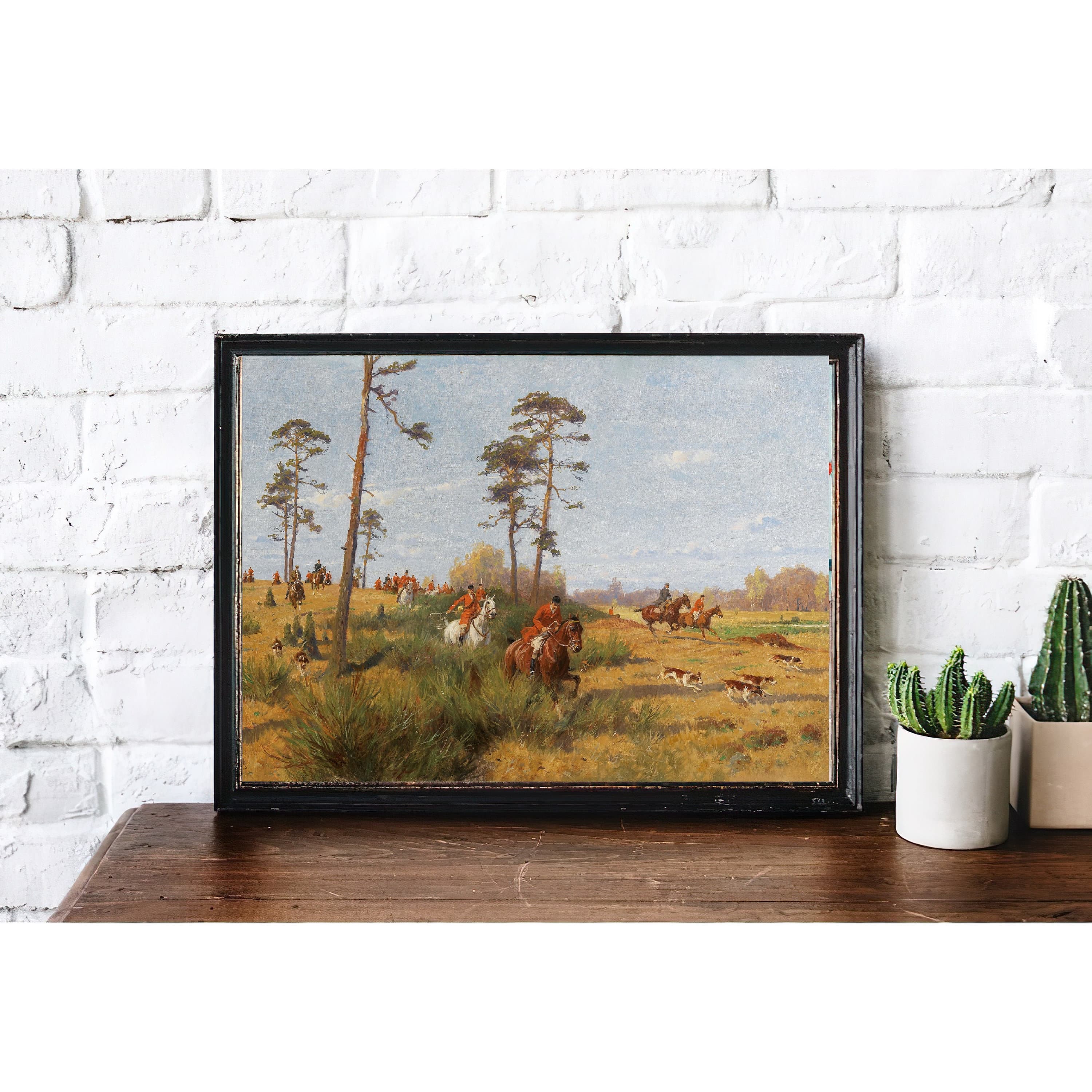 Vintage Horse Riders Painting | Antique Hounds Hunting Painting | Hunter Nature Landscape Painting | 19th Century Art Print | PRINTABLE art - image 3