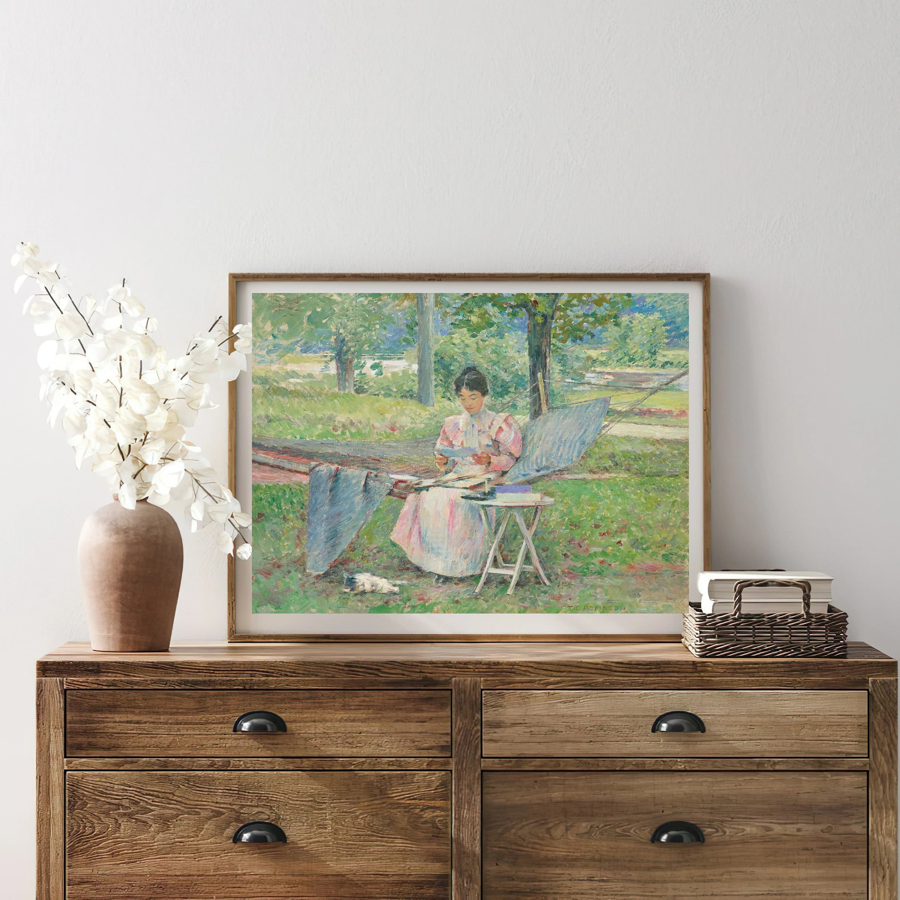 Vintage Woman Reading Letter Painting | Antique Female Portrait Artwork | Kitten Garden Poster | 19th Century Art Print | PRINTABLE art - image 5