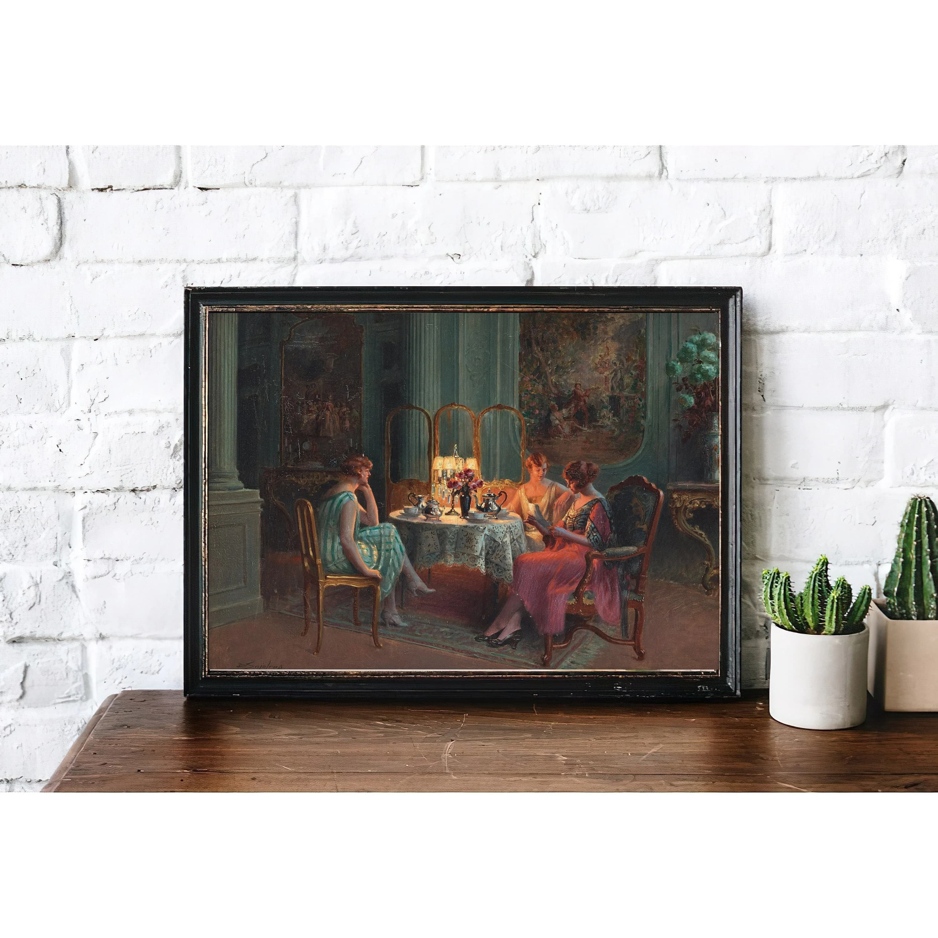 Vintage Women Portrait Painting | Antique Still Life Table Artwork | Classic House Interior Poster | 19th Century Art Print | PRINTABLE art - image 3