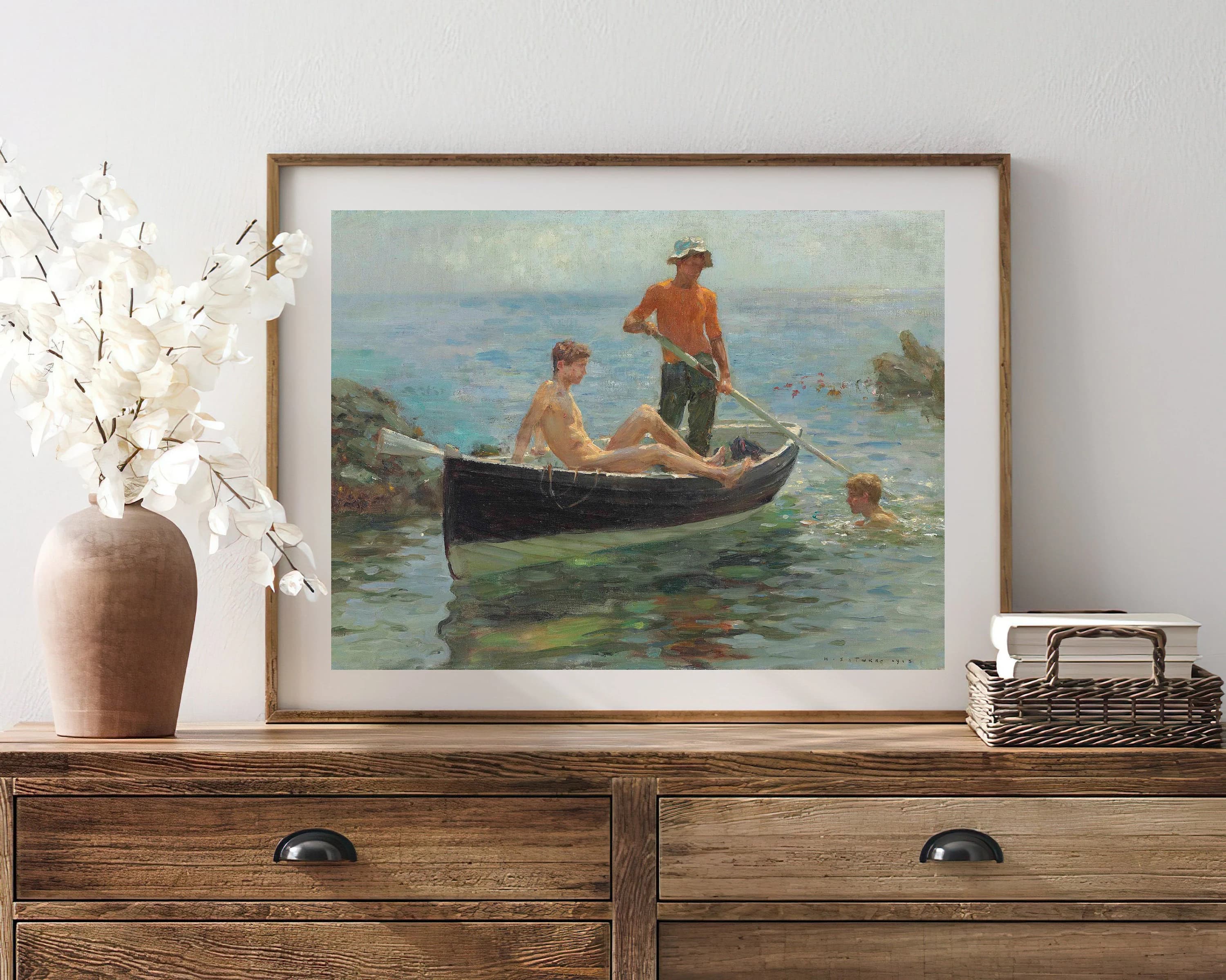 Vintage Men on Boat Painting | Oil Ocean Art Print (Printable) - image 3
