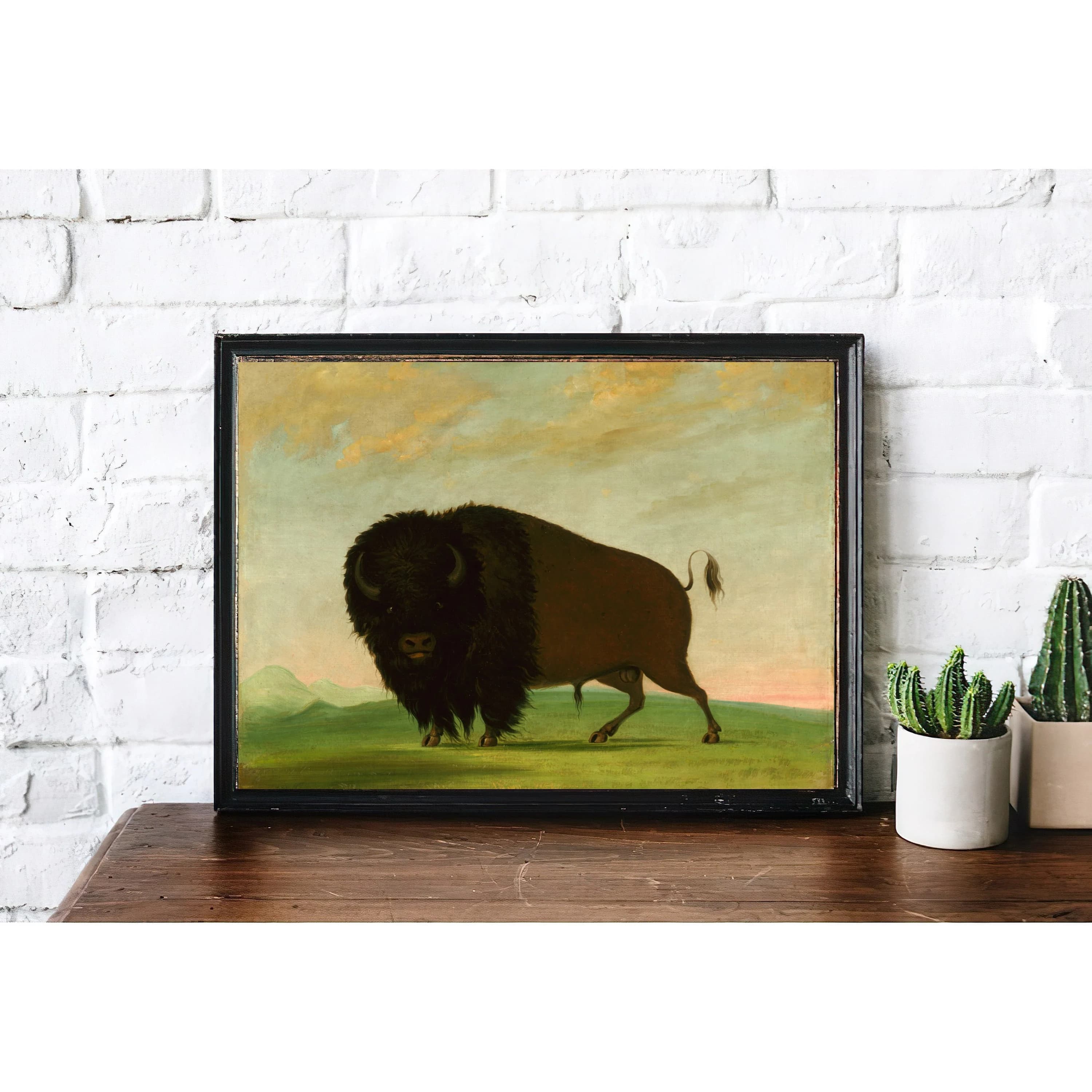 Vintage American Bison Painting | Antique Animal Portrait Artwork | Classic Brown Bison Poster | 19th Century Art Print | PRINTABLE art - image 3