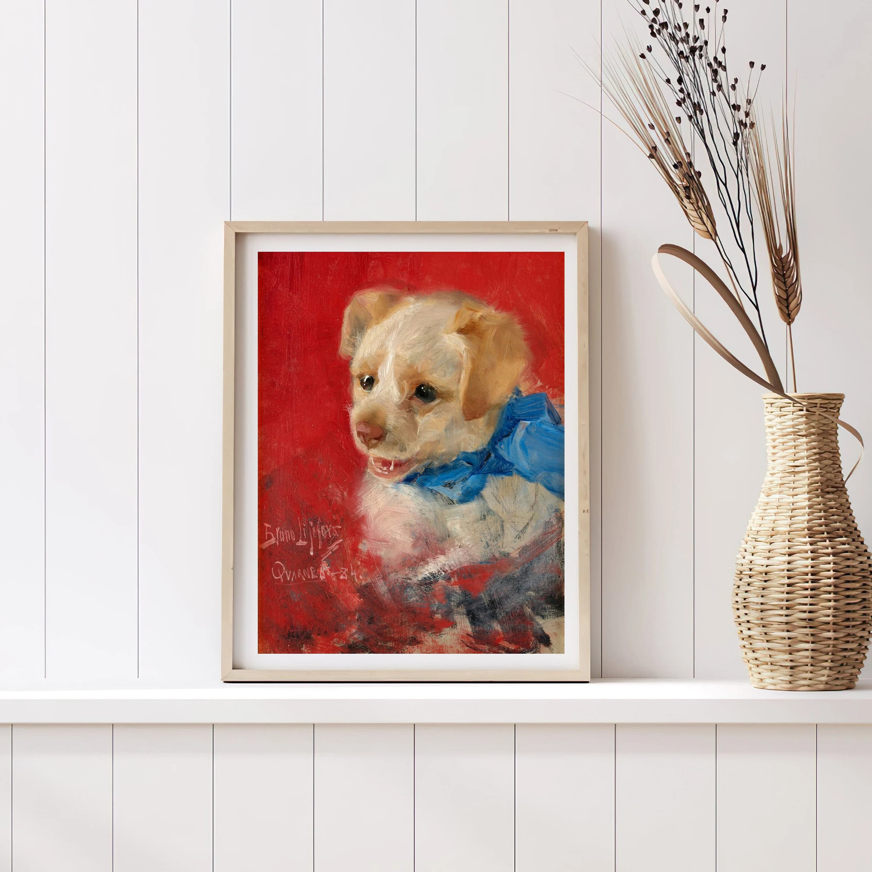Vintage Puppy with Blue Scarf Painting | Antique Animal Portrait Artwork | Classic Cute Dog Poster | 19th Century Art Print | PRINTABLE art - image 4