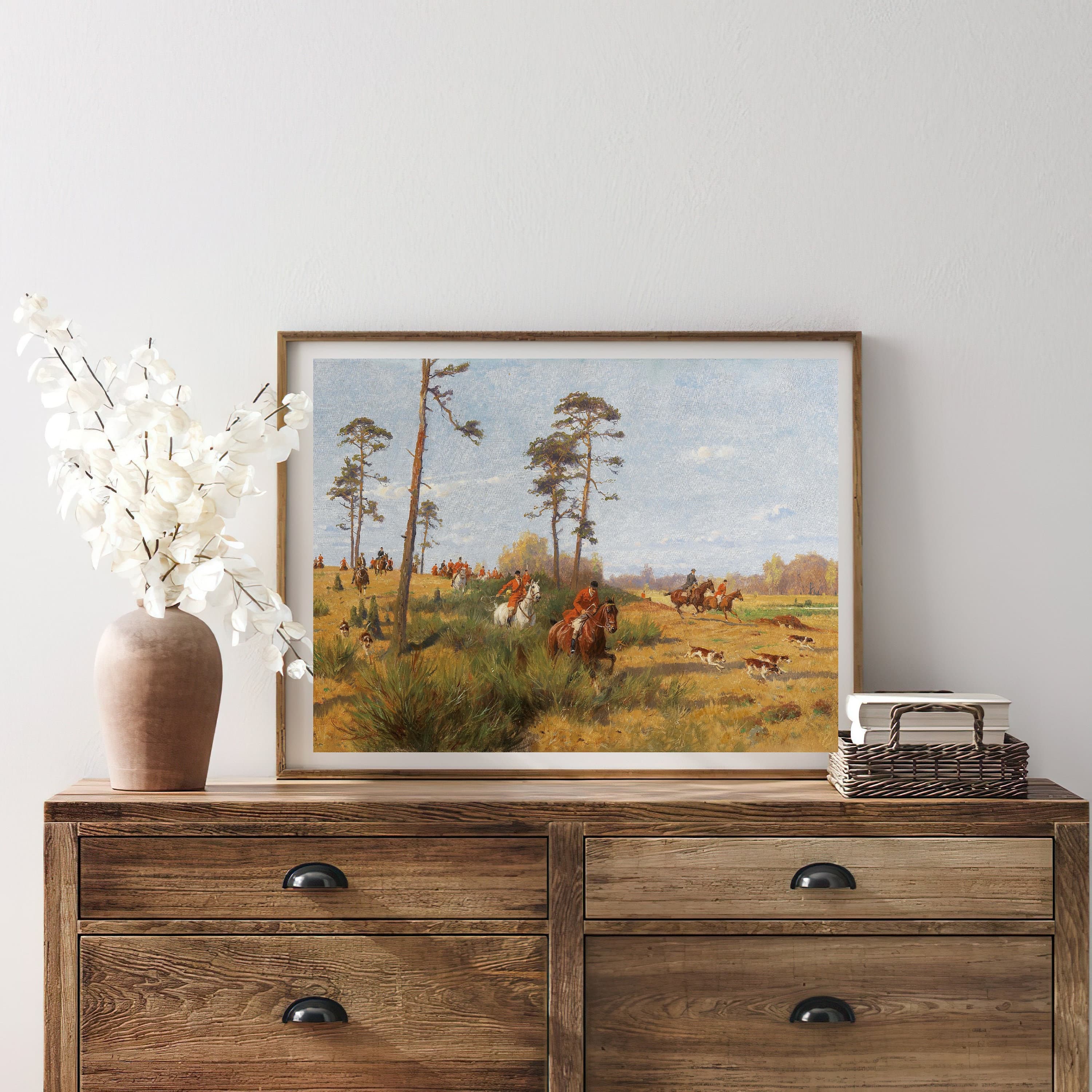 Vintage Horse Riders Painting | Antique Hounds Hunting Painting | Hunter Nature Landscape Painting | 19th Century Art Print | PRINTABLE art - image 4