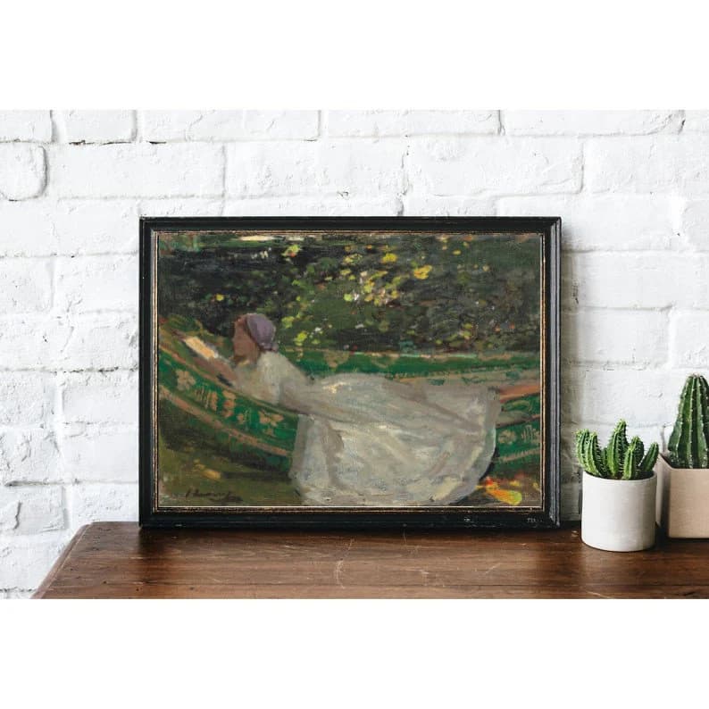 Vintage Woman Reading Painting | Antique Oil Girl with Book Artwork | Classic Portrait Art | 19th Century Art Print | PRINTABLE art - image 4