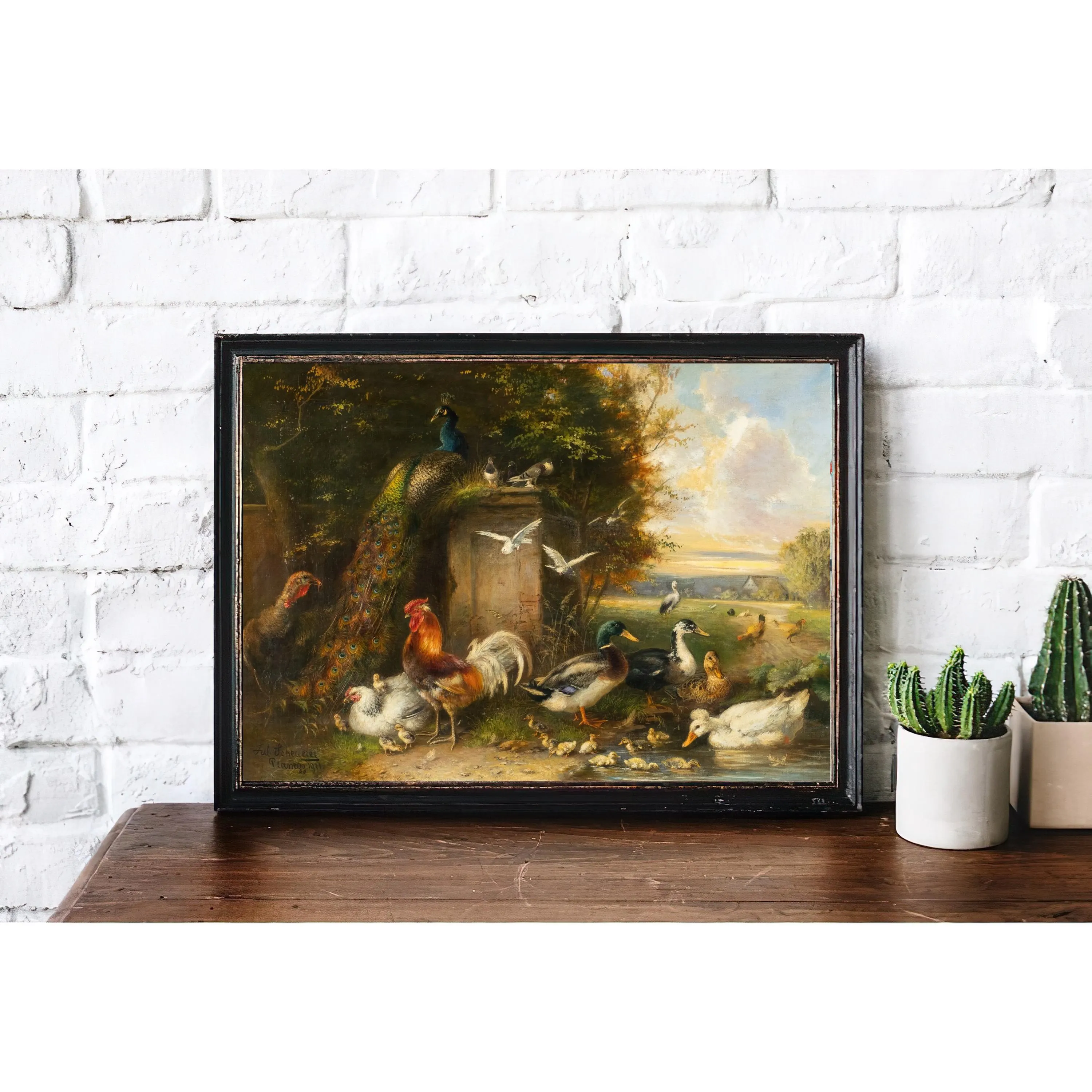 Vintage Ducks Chicken Painting | Antique Animal Portrait Artwork | Pond Peacock Nature Poster | 19th Century Art Print | PRINTABLE art - image 5