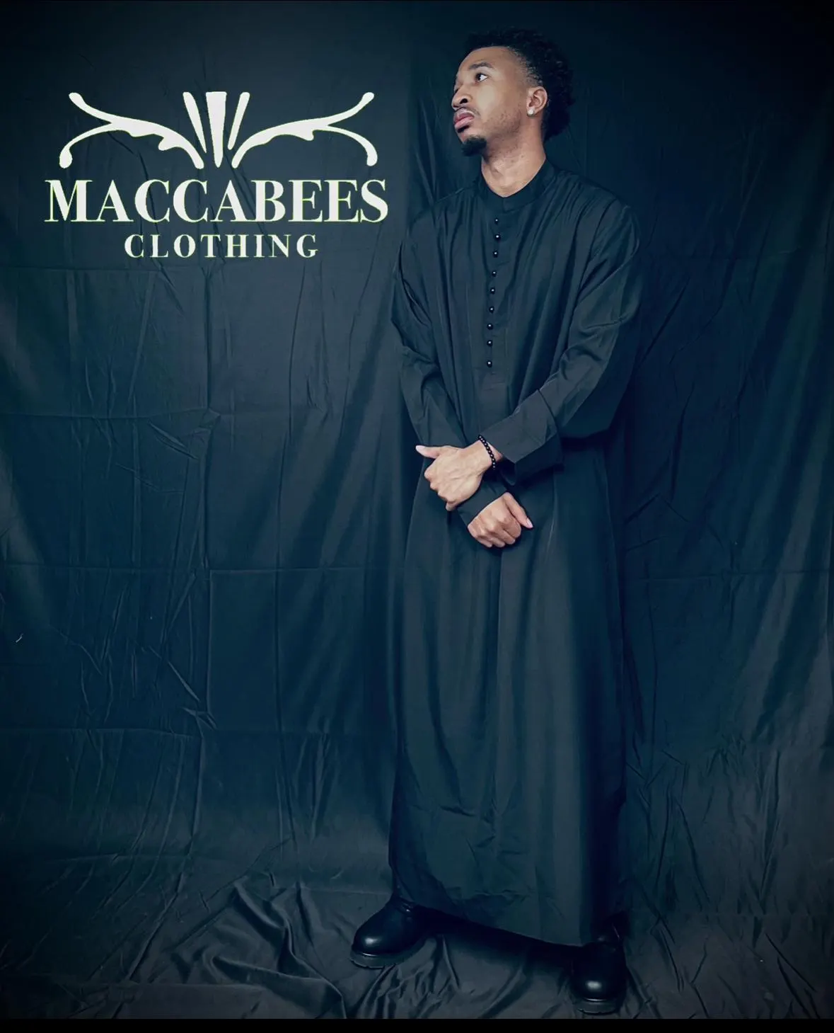 Elegant Black Button Down Thobe – Redefine Style and Culture with Maccabees Clothing