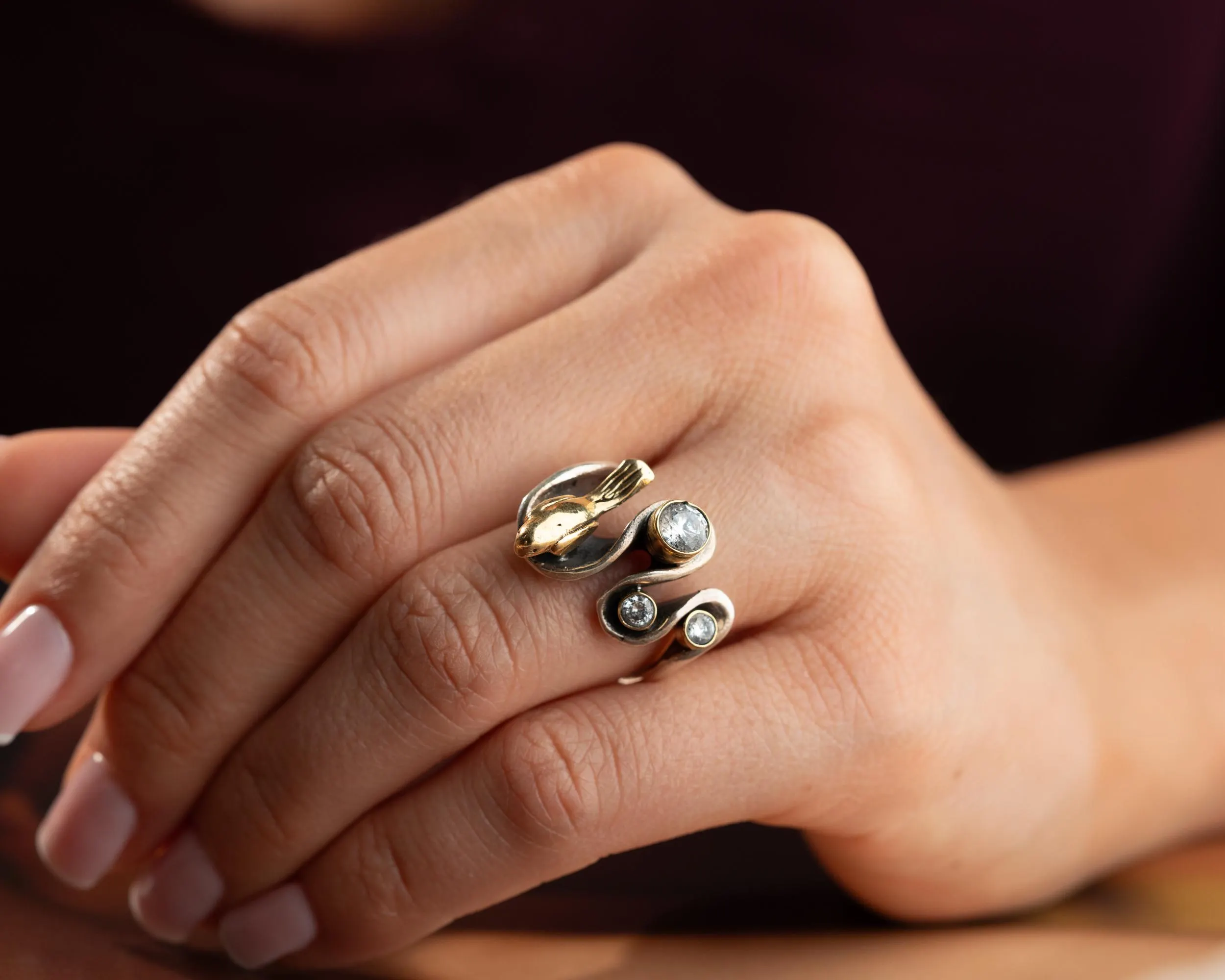 Ascension Bird Sterling Silver Ring – Sculptural, Plated, Cubic Zirconia Jewelry