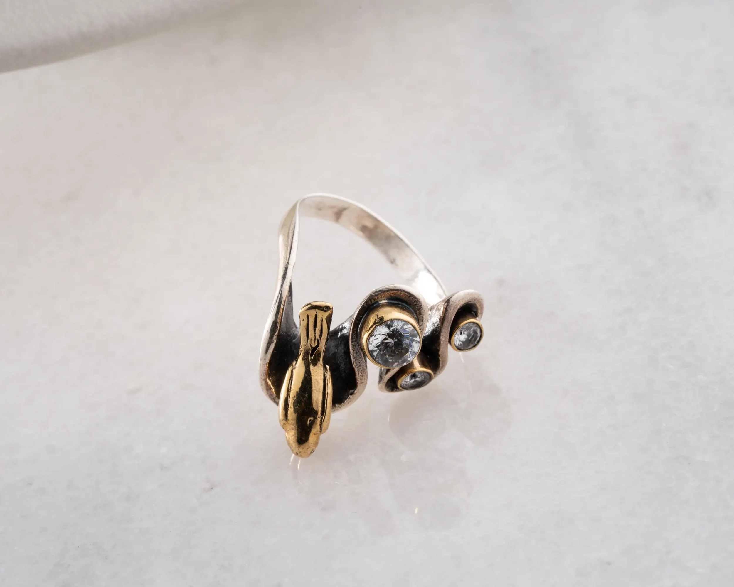 Ascension Bird Sterling Silver Ring – Sculptural, Plated, Cubic Zirconia Jewelry - image 3
