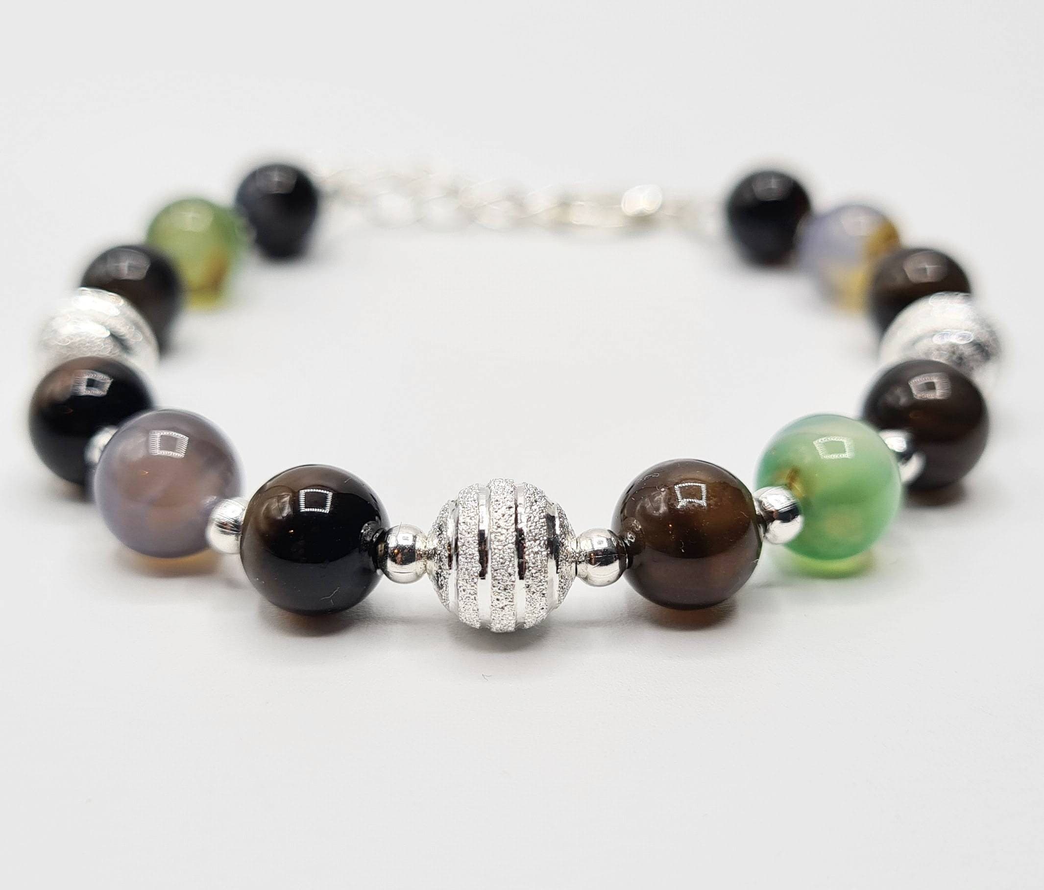 Agate Bracelet Set of 2: Multicolour & Orange Natural Gemstone Beaded Bracelets - image 4