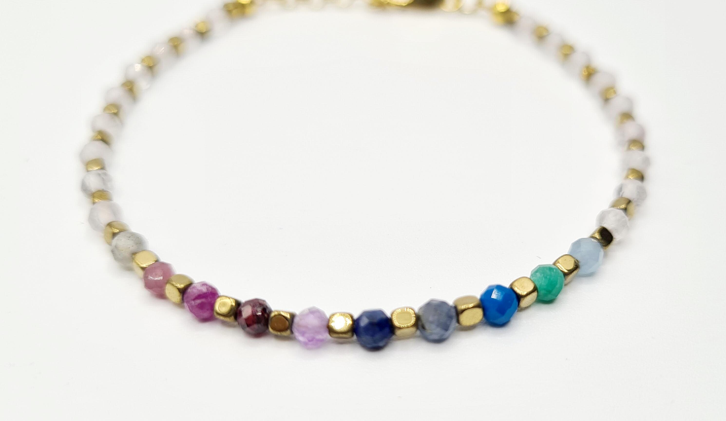 Multi Gemstone Bracelet in Gold over Sterling Silver, Reiki Infused Natural Gemstones, Healing Jewellery - image 3