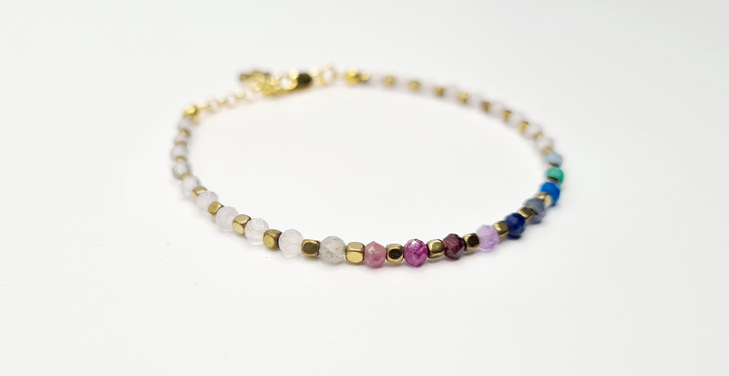 Multi Gemstone Bracelet in Gold over Sterling Silver, Reiki Infused Natural Gemstones, Healing Jewellery - image 4