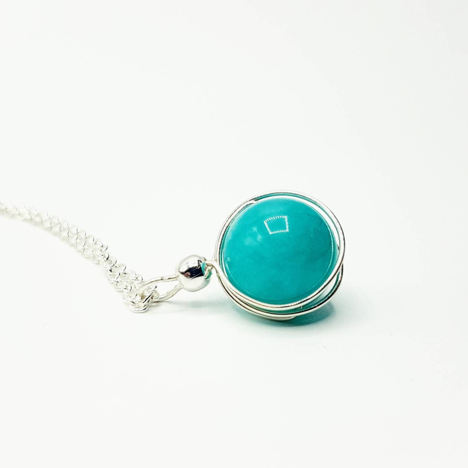 Wire Wrapped Jade Bead Necklace