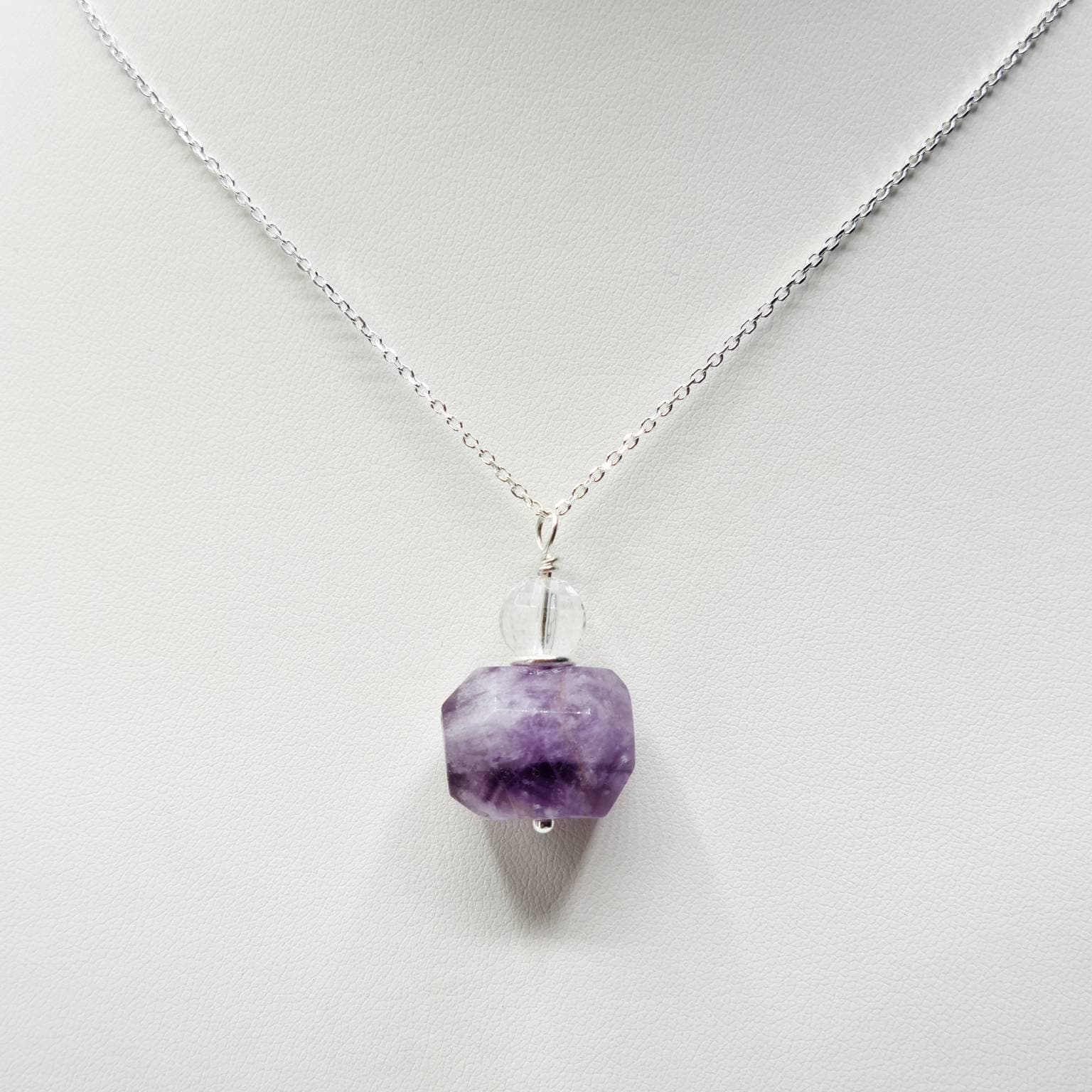 All of Me - Sterling Silver Amethyst Necklace with Clear Quartz - image 4