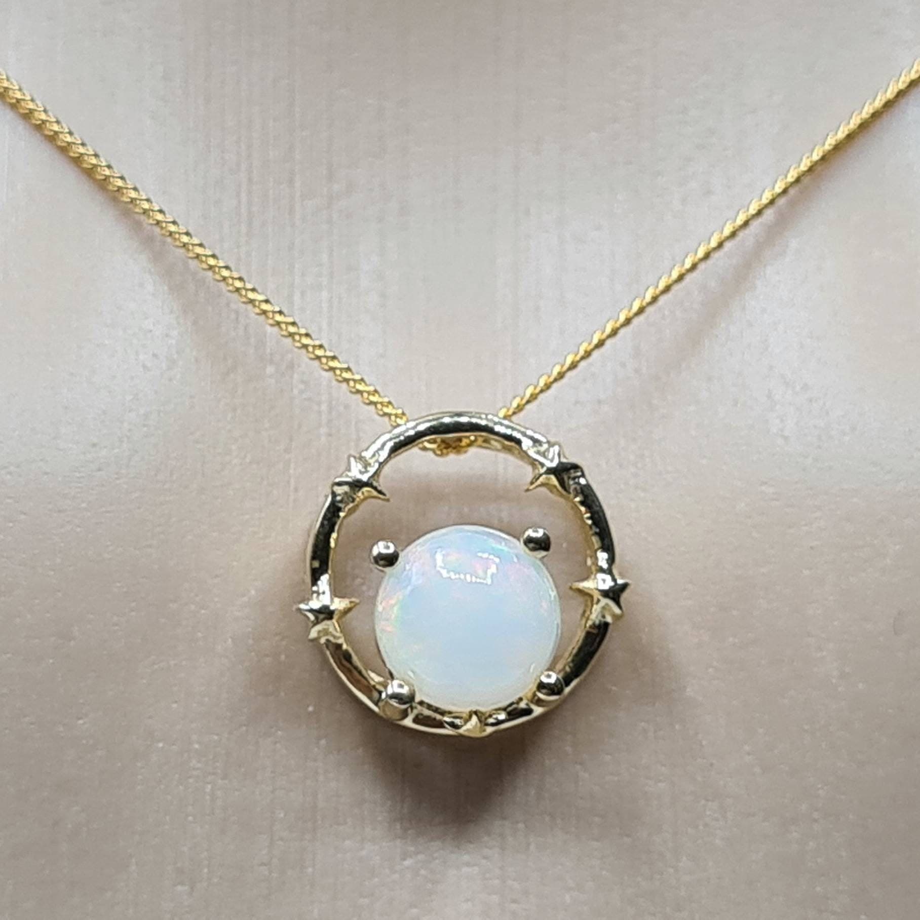 Ethiopian Opal Halo Necklace in Gold over Sterling Silver - image 5
