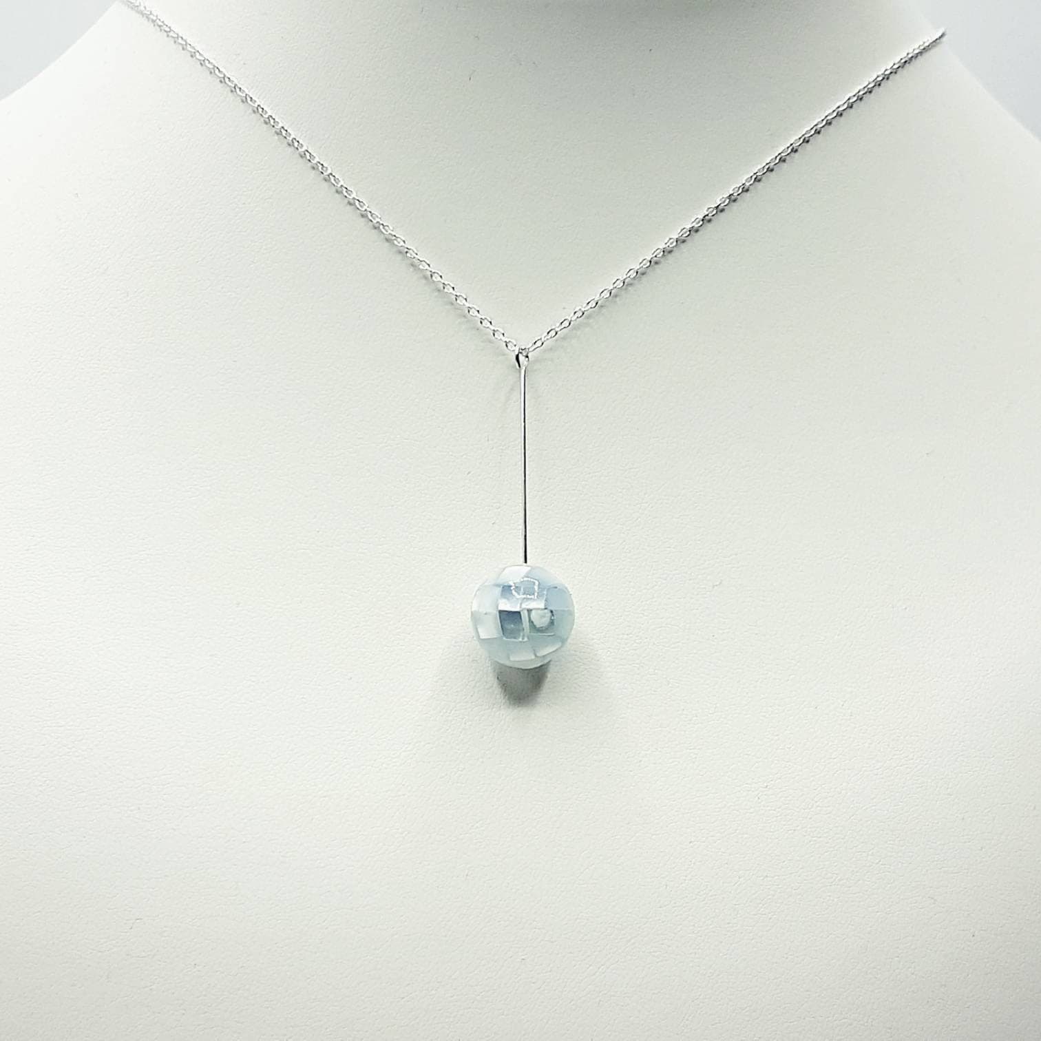 Blue Mosaic Abalone Necklace in Sterling Silver