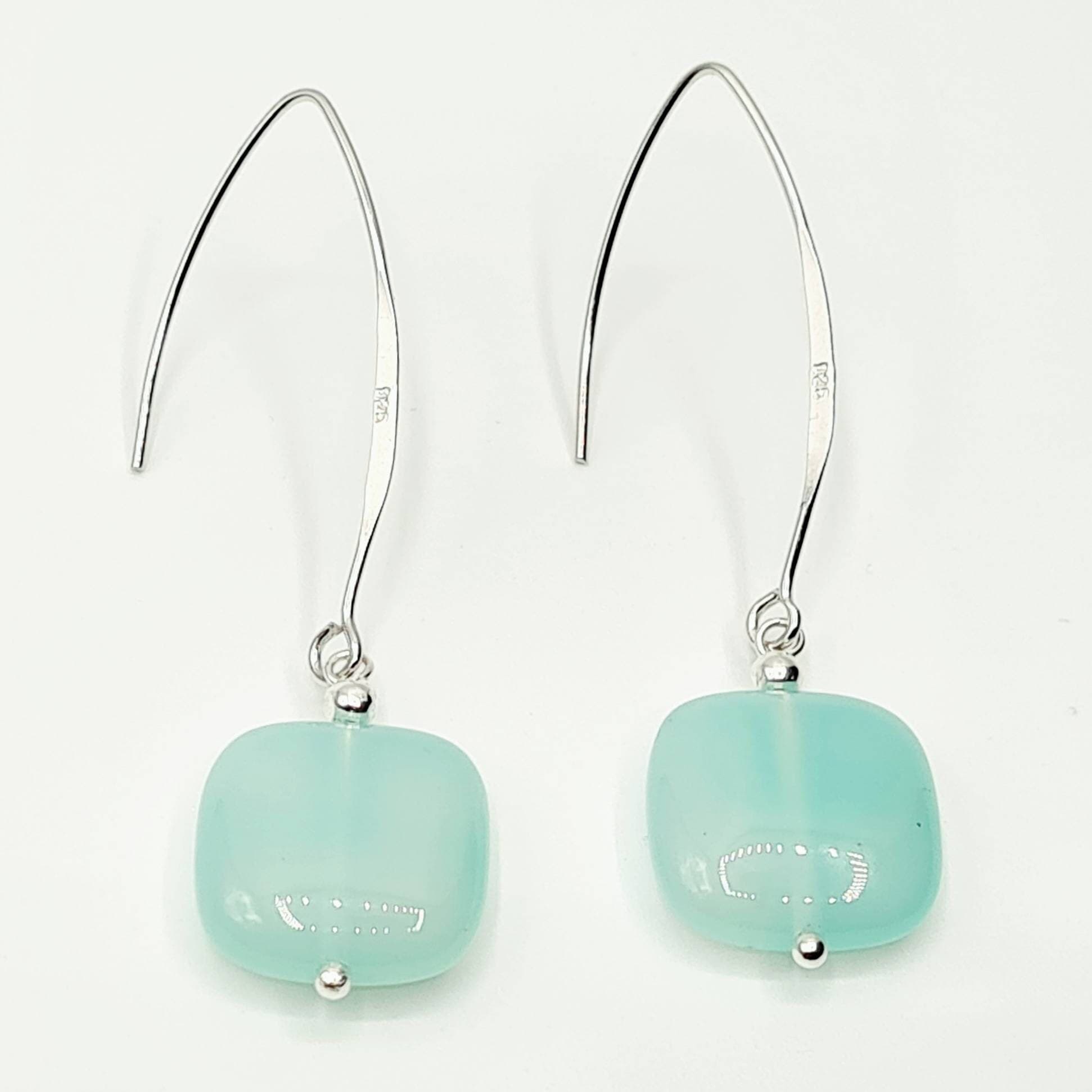 Aqua Agate Drop Earrings in Sterling Silver - image 3