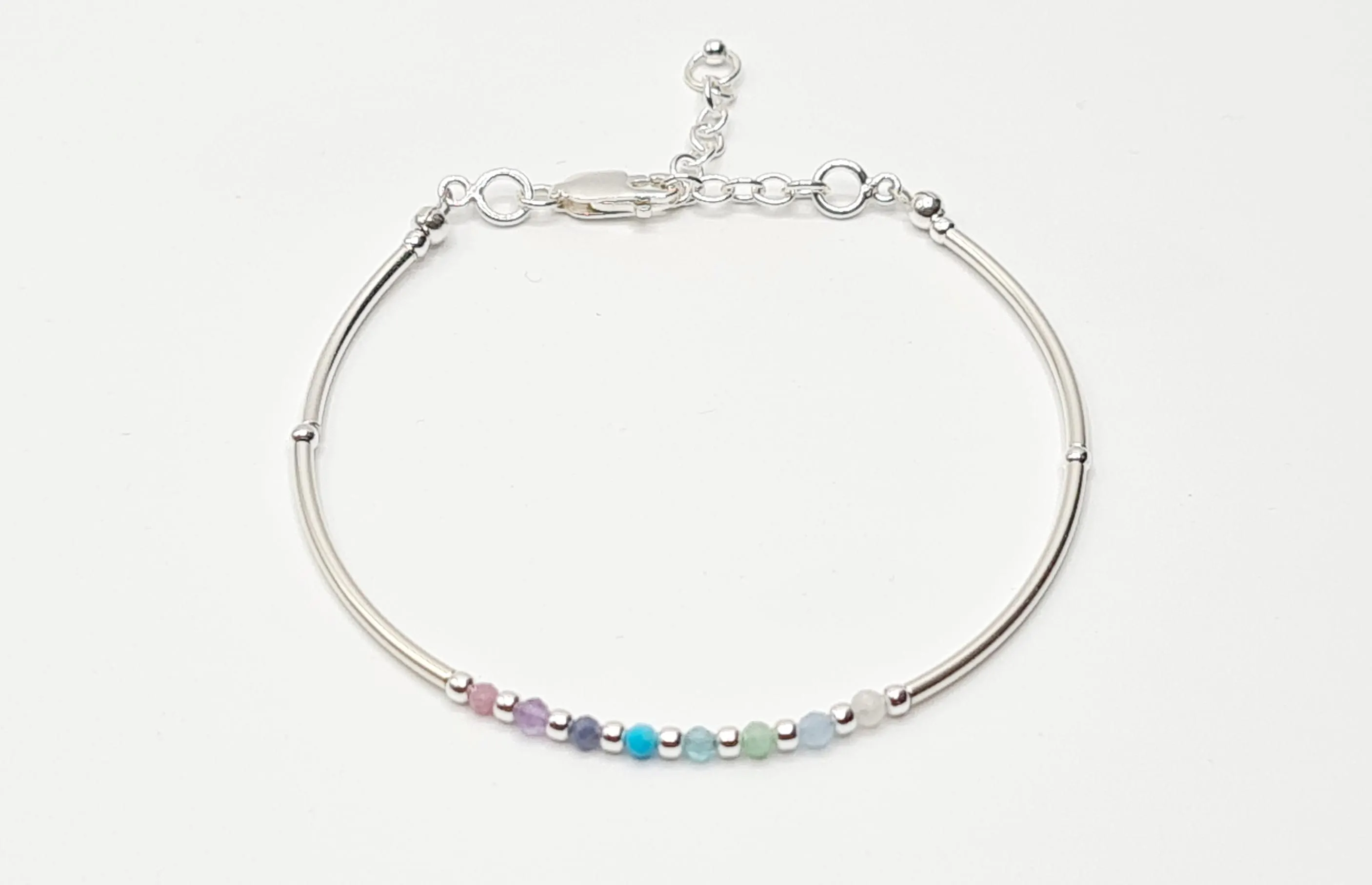 Delicate Multi Colour Gemstone Bracelet in Sterling Silver, Reiki Infused Healing Jewellery - image 5