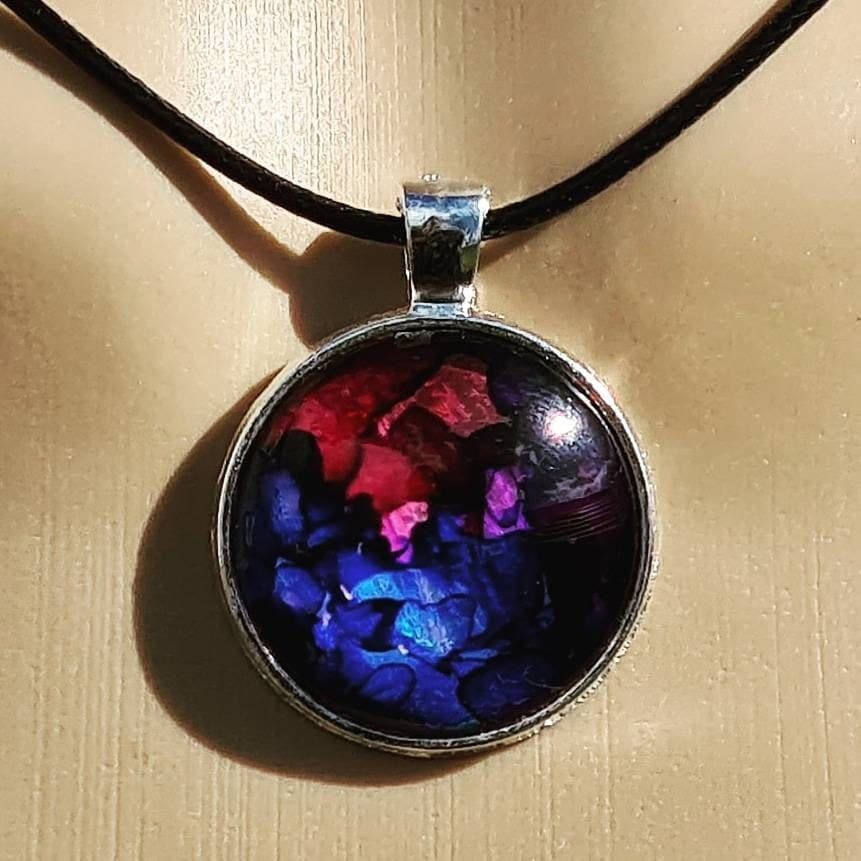 Hand Painted Alcohol Ink Necklace, Art Pendant, One Of A Kind Jewellery