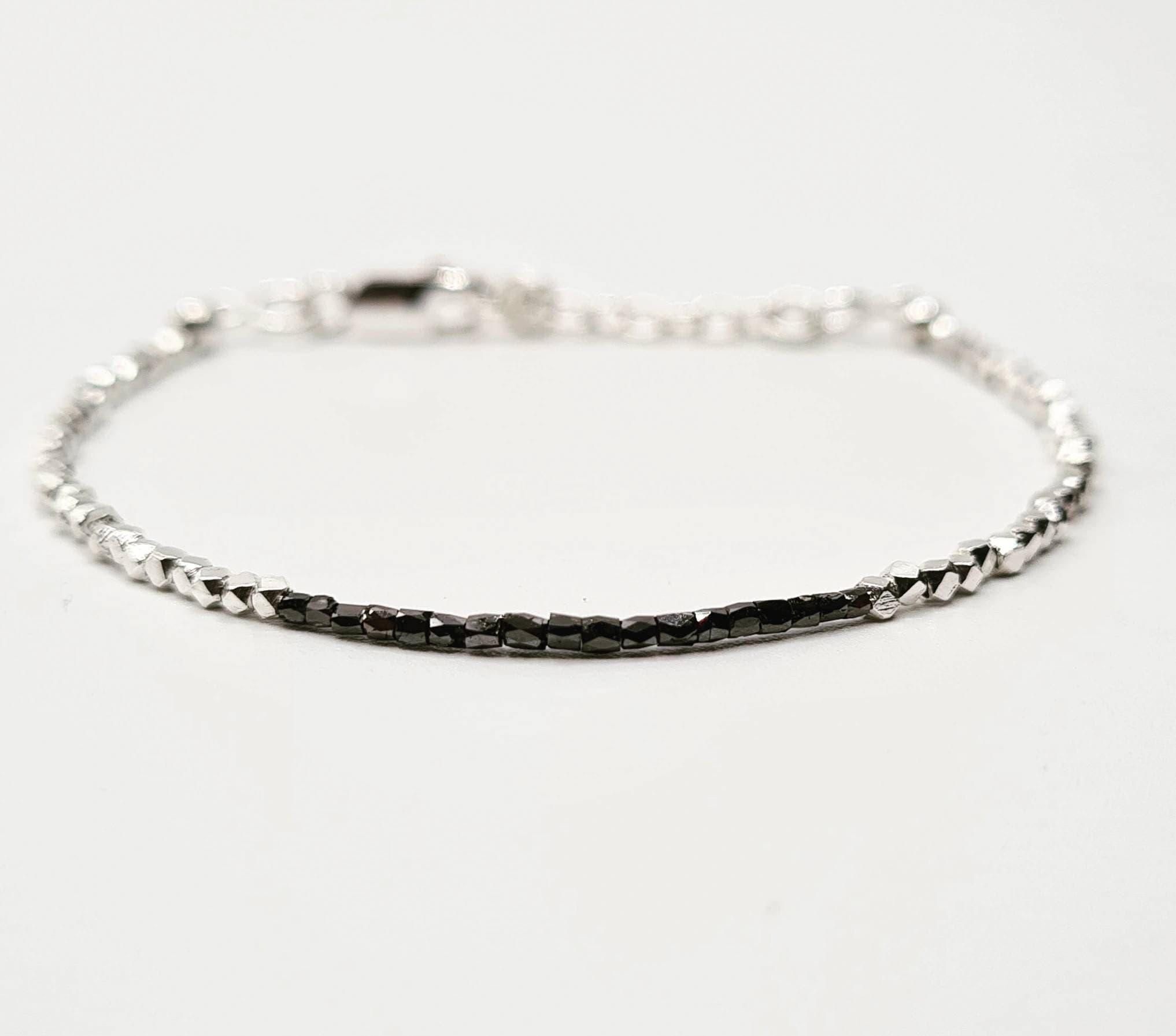 Delicate Black Diamond Bracelet in Fine & Sterling Silver
