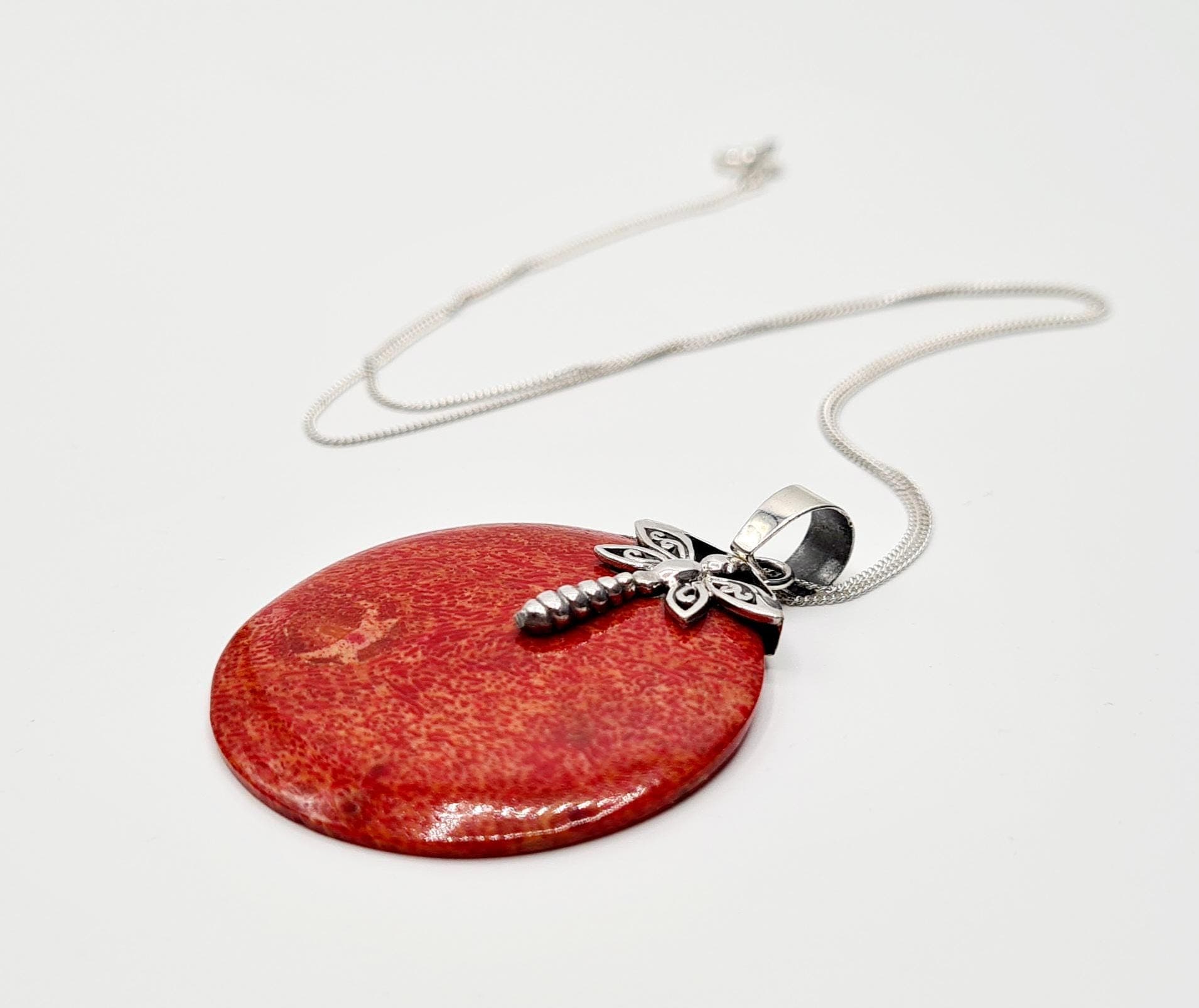 Butterfly Red Coral Necklace in Sterling Silver - image 5