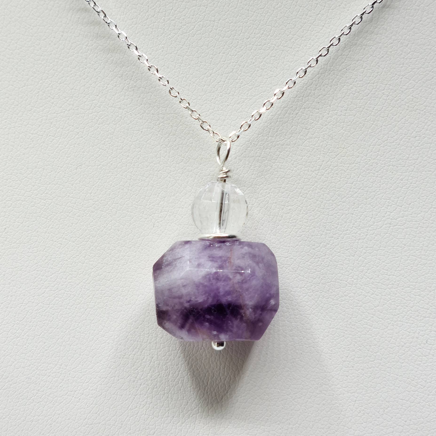 All of Me - Sterling Silver Amethyst Necklace with Clear Quartz - image 3